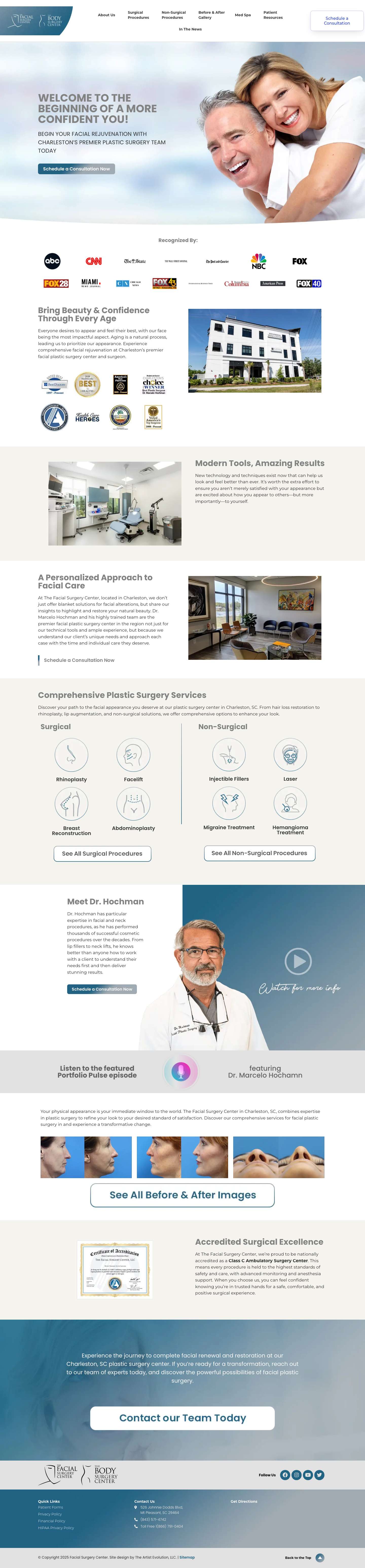 Dr. Hochman - Plastic Surgeon Charleston SC | Facial Surgery Center - Full Screenshot