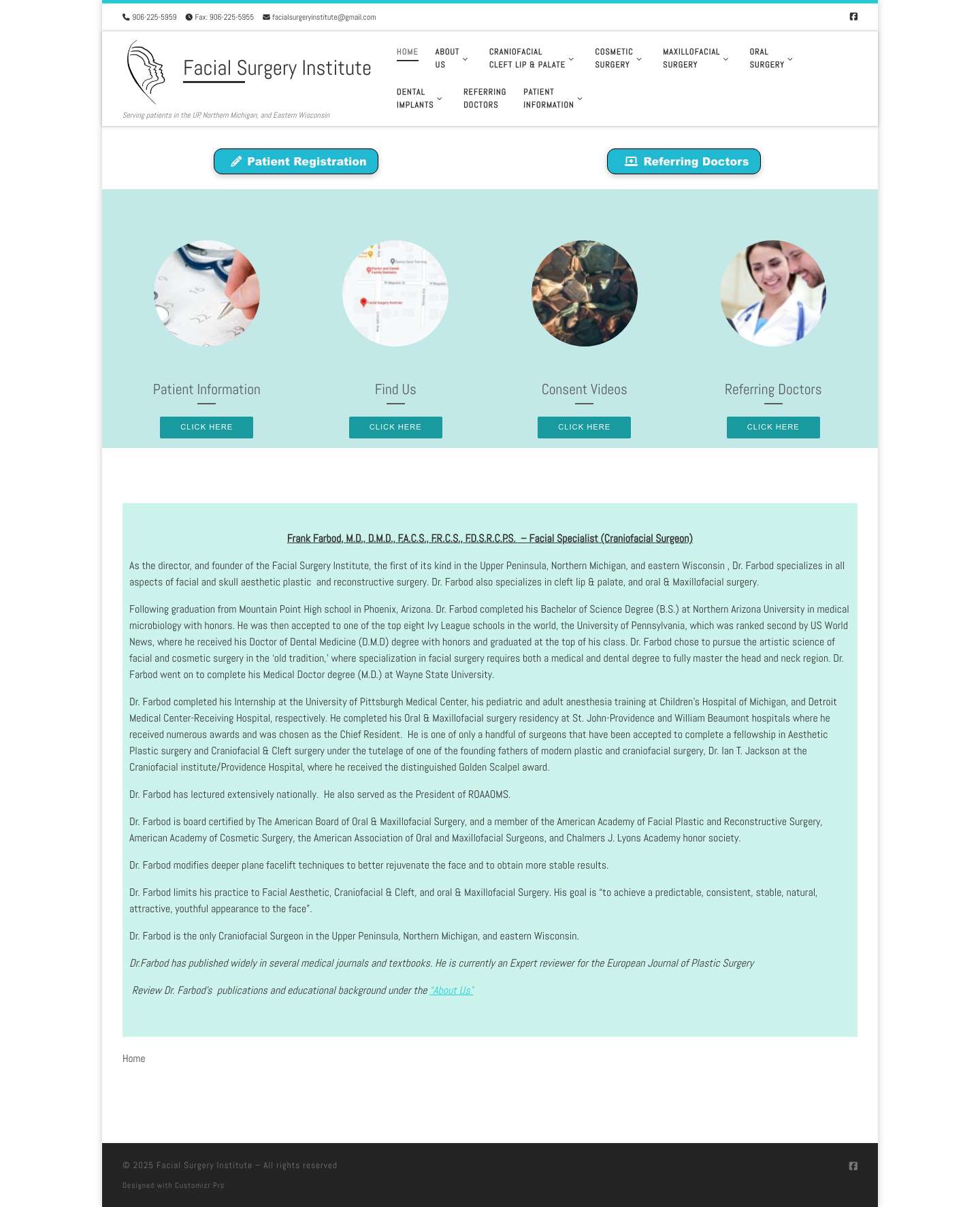 Facial Surgery Institute – Serving patients in the UP, Northern Michigan, and Eastern Wisconsin - Full Screenshot