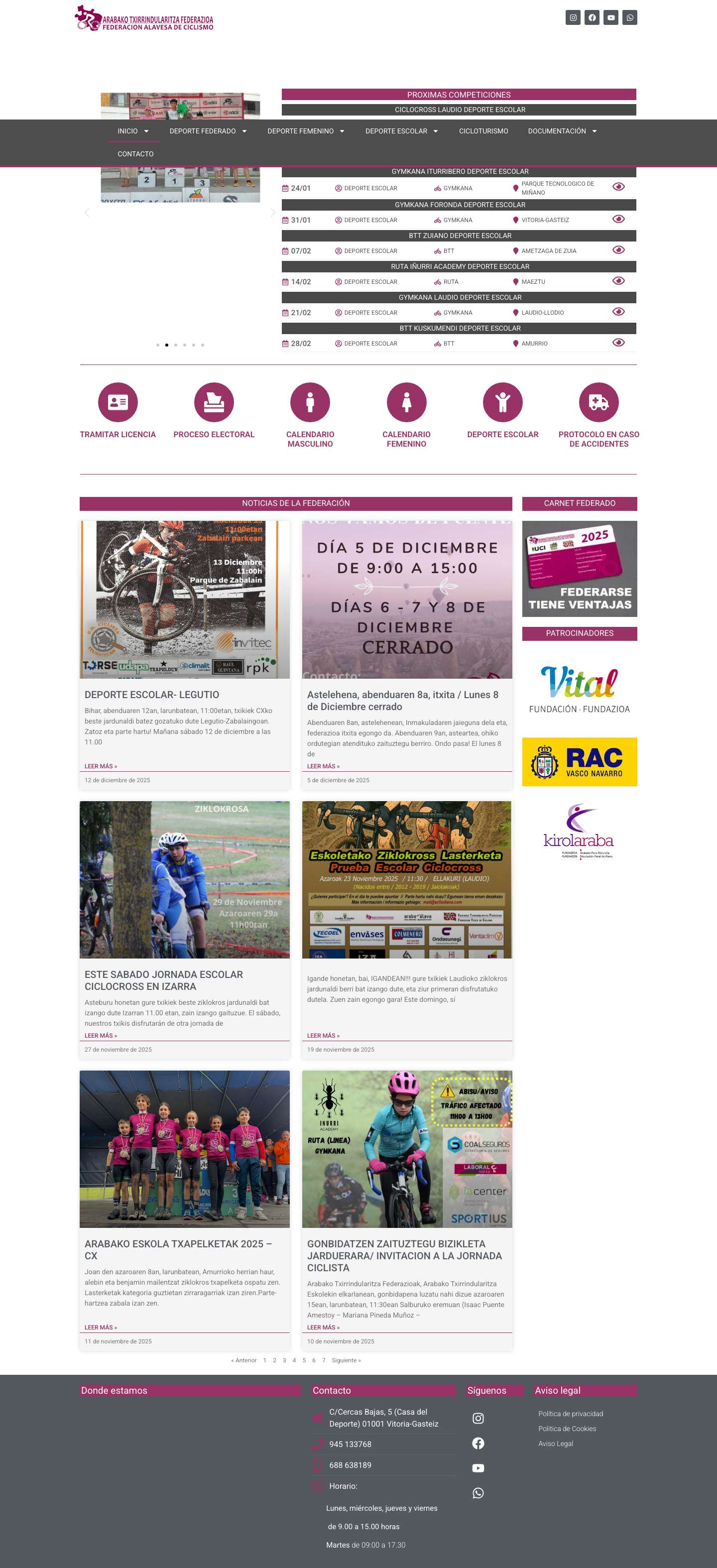 Federación Alavesa de Ciclismo - Full Screenshot