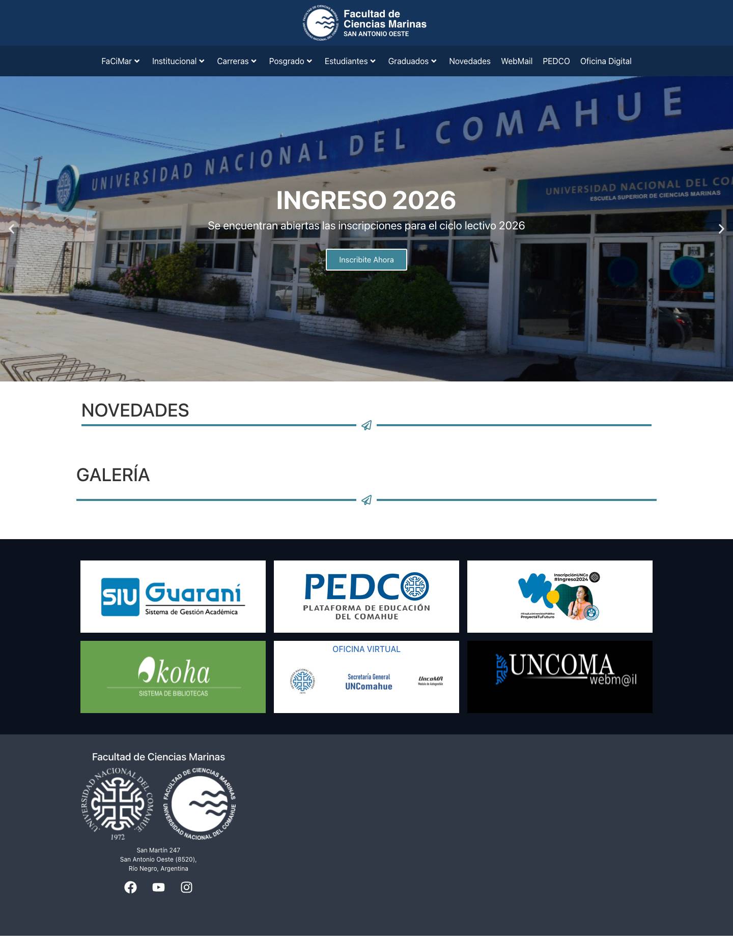 FACIMAR – Facultad de Ciencias Marinas - Full Screenshot