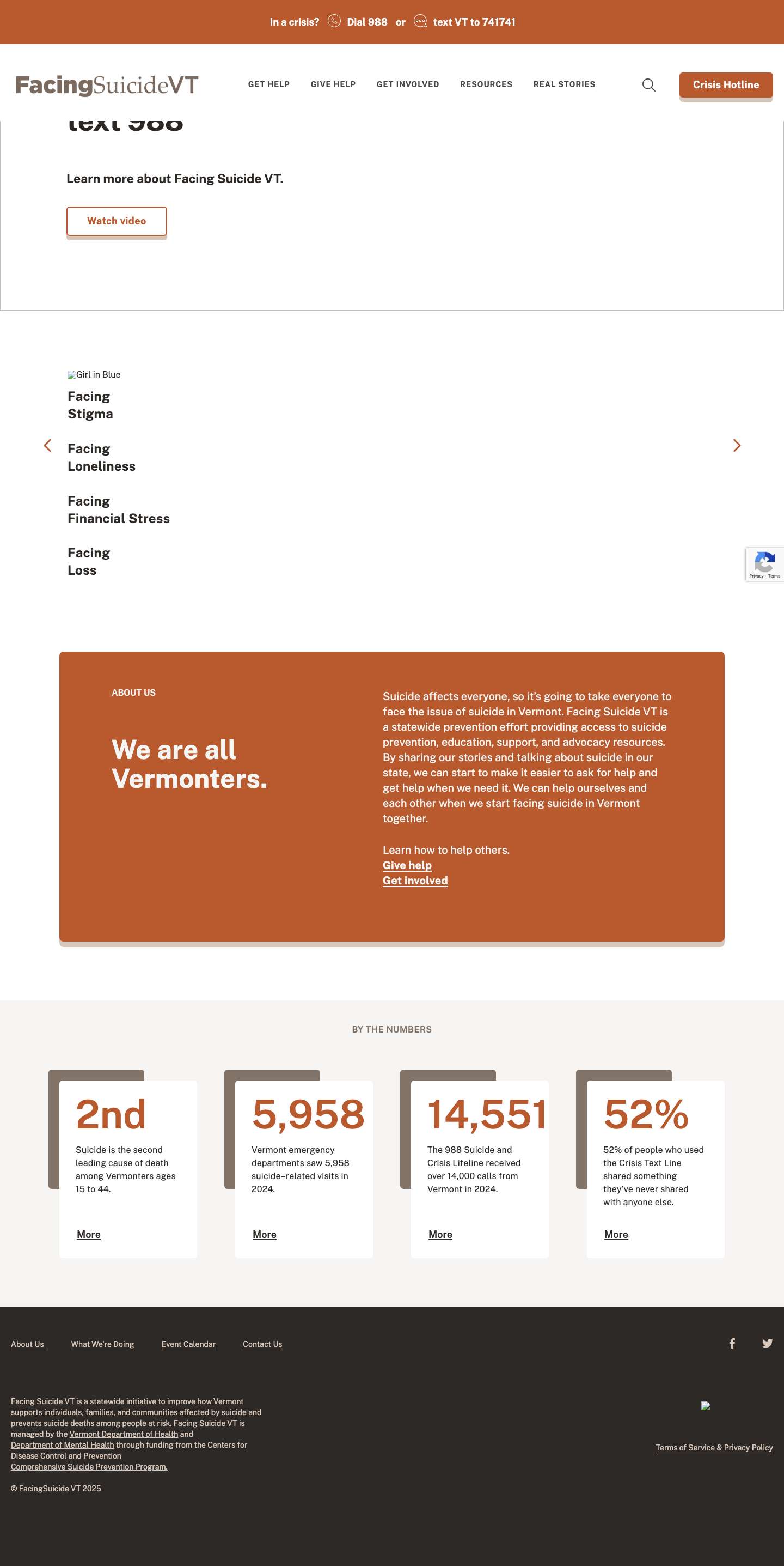 Home Page - Facing Suicide - Full Screenshot