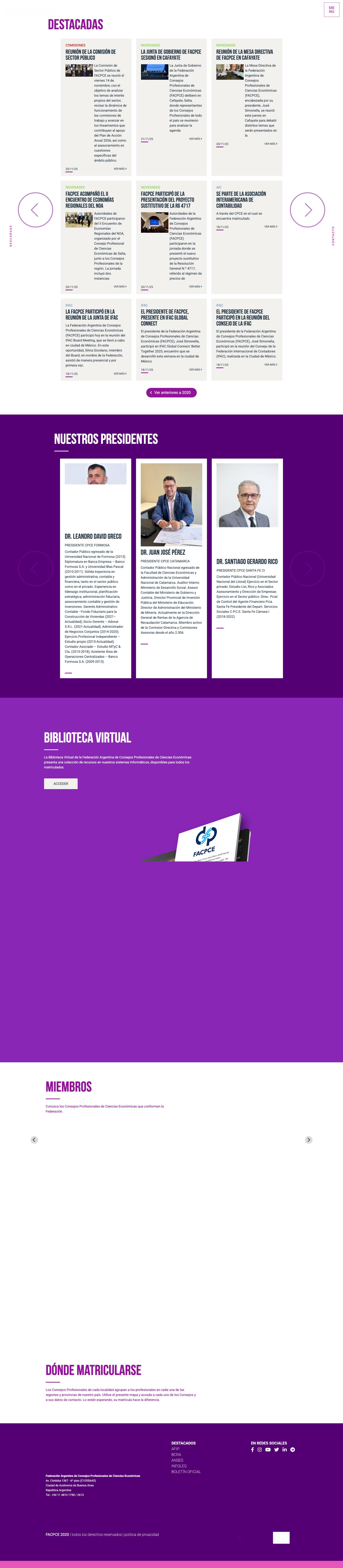 FACPCE - Federación Argentina de Consejos Profesionales de Ciencias Económicas - Full Screenshot