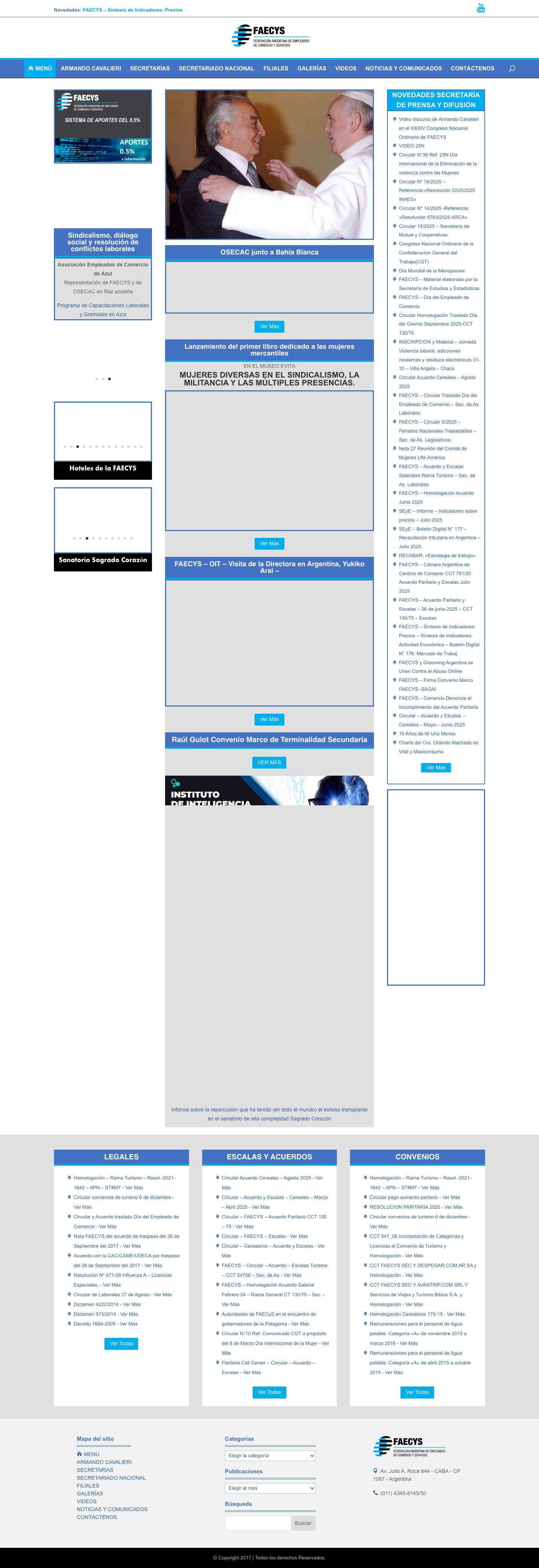 FAECYS | Federación Argentina de Empleados de Comercio y Servicios - Full Screenshot