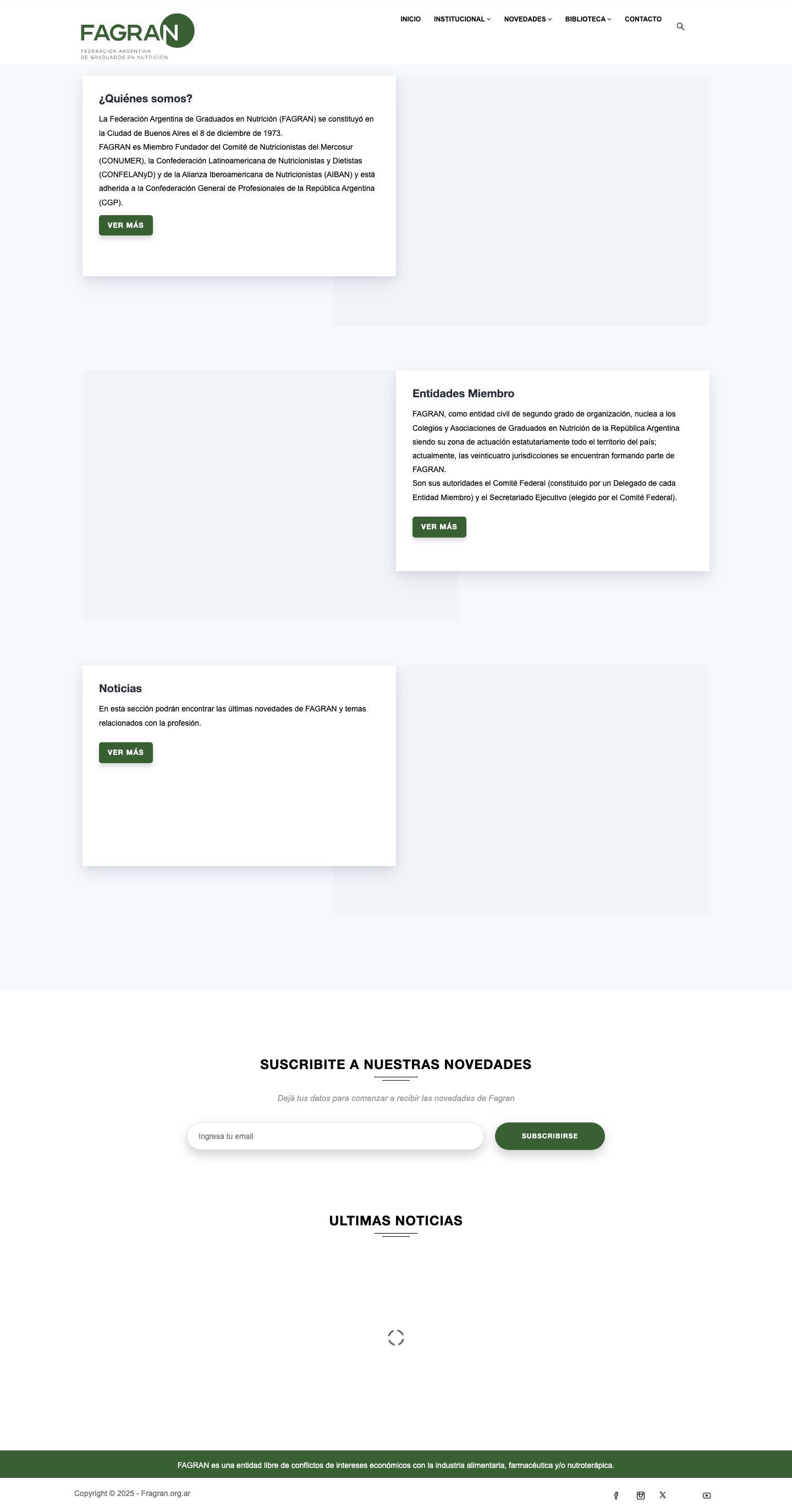 Fagran – Federacion Argentina de Graduados en nutricion - Full Screenshot