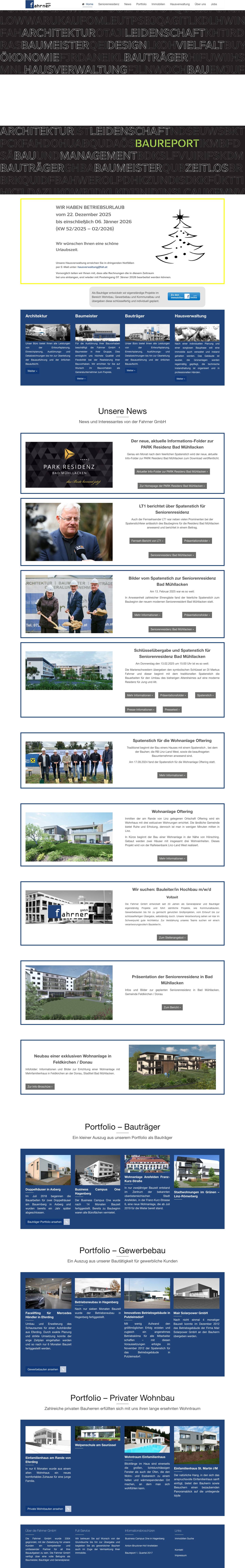 Fahrner GmbH : Architektur Baumeister Bauträger Immobilienmanagement - Full Screenshot