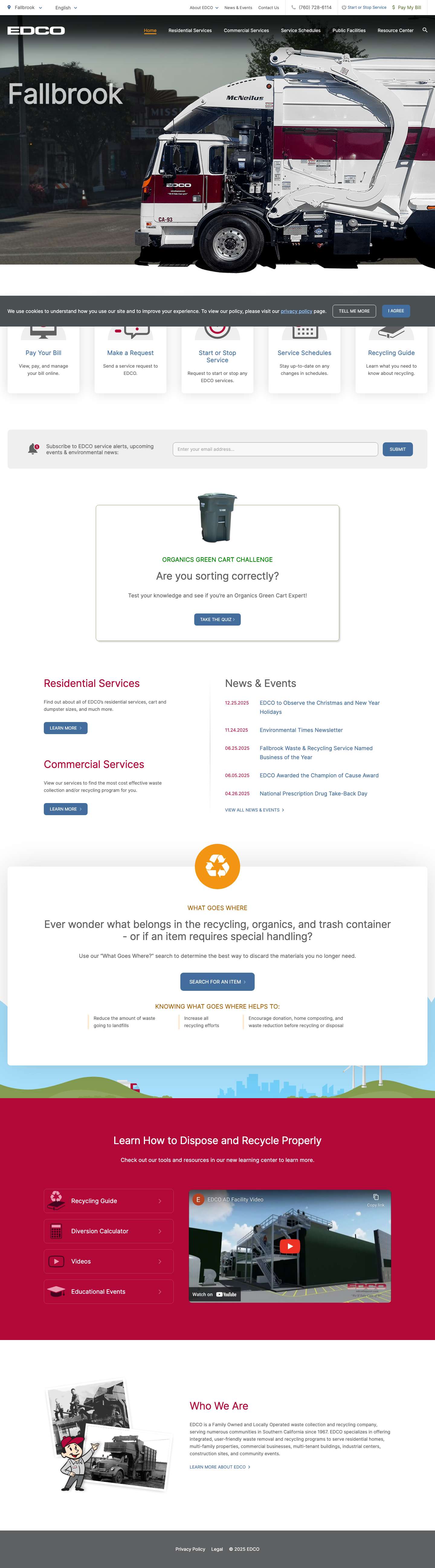 Residential and Commercial Waste - EDCO Fallbrook - Full Screenshot