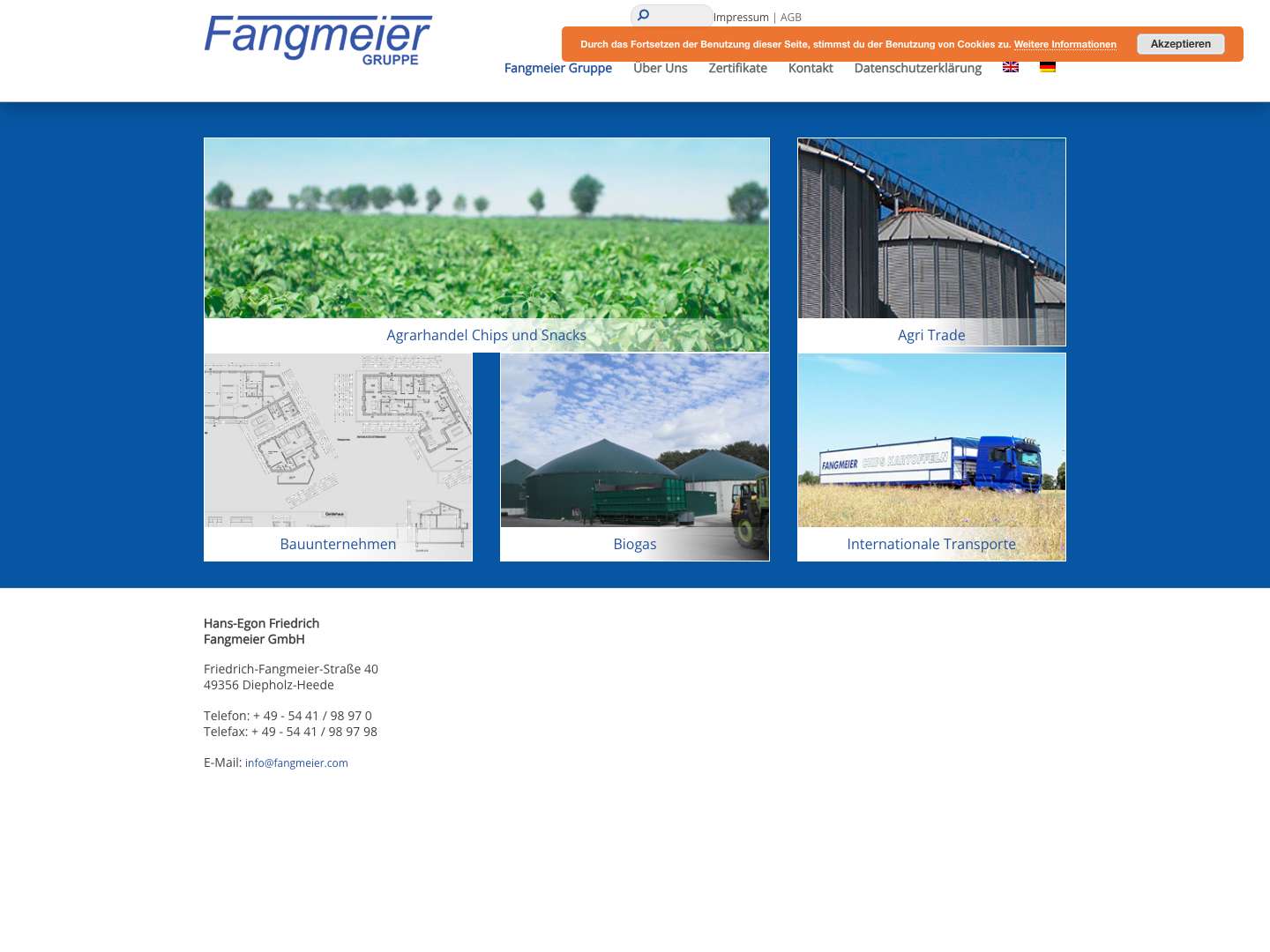 Fangmeier Gruppe – Agrar, Bauunternehmen, Biogas - Full Screenshot