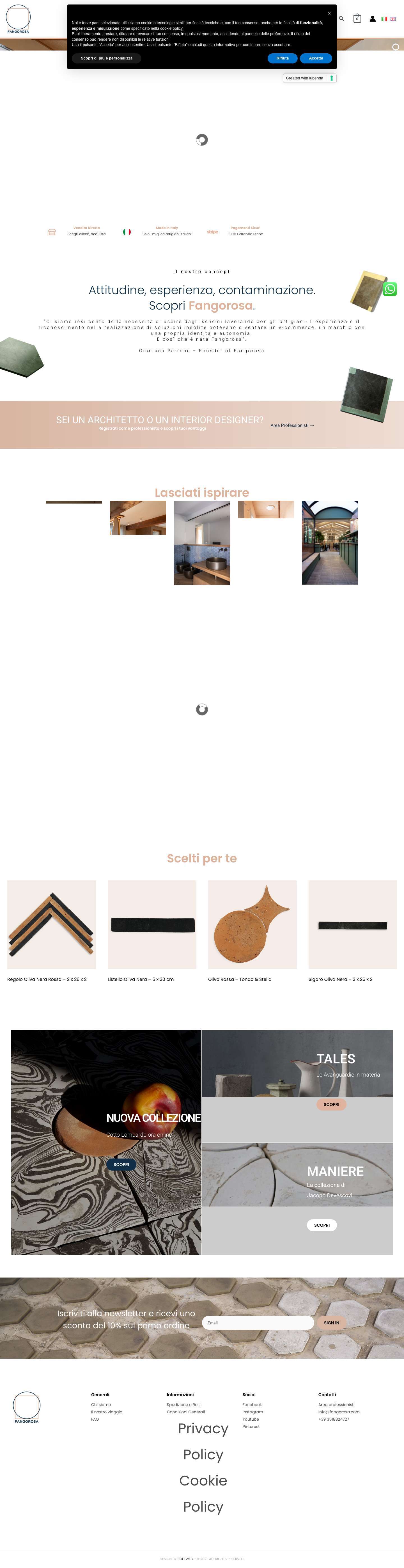 Fangorosa - Piastrelle e Cementine Artigianali - Vendita Online - Full Screenshot