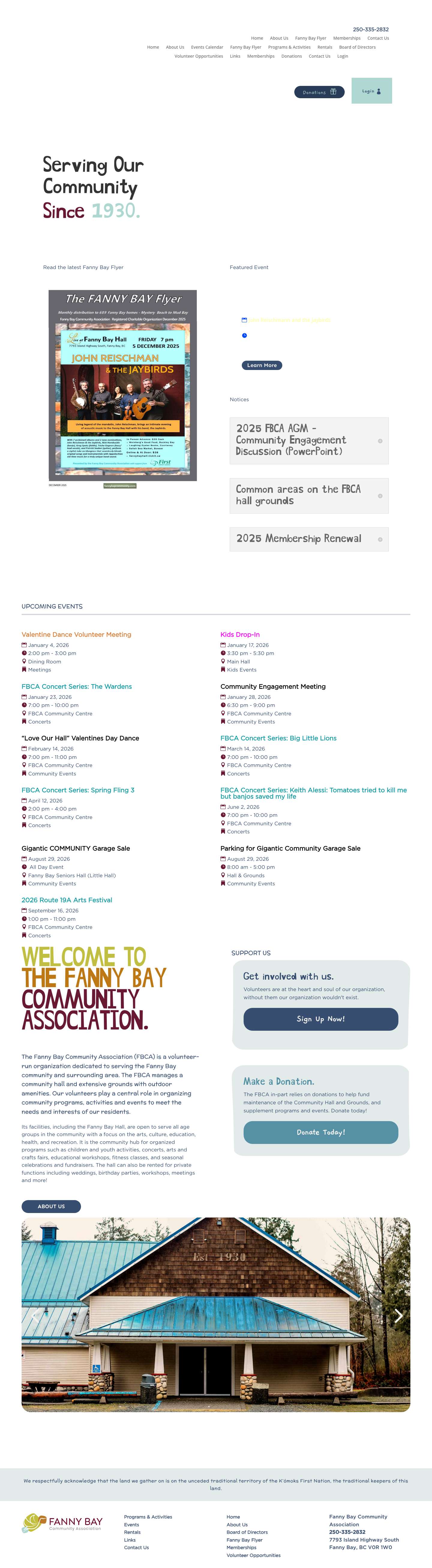 Fanny Bay Community Association Local Events, and Activities - Full Screenshot