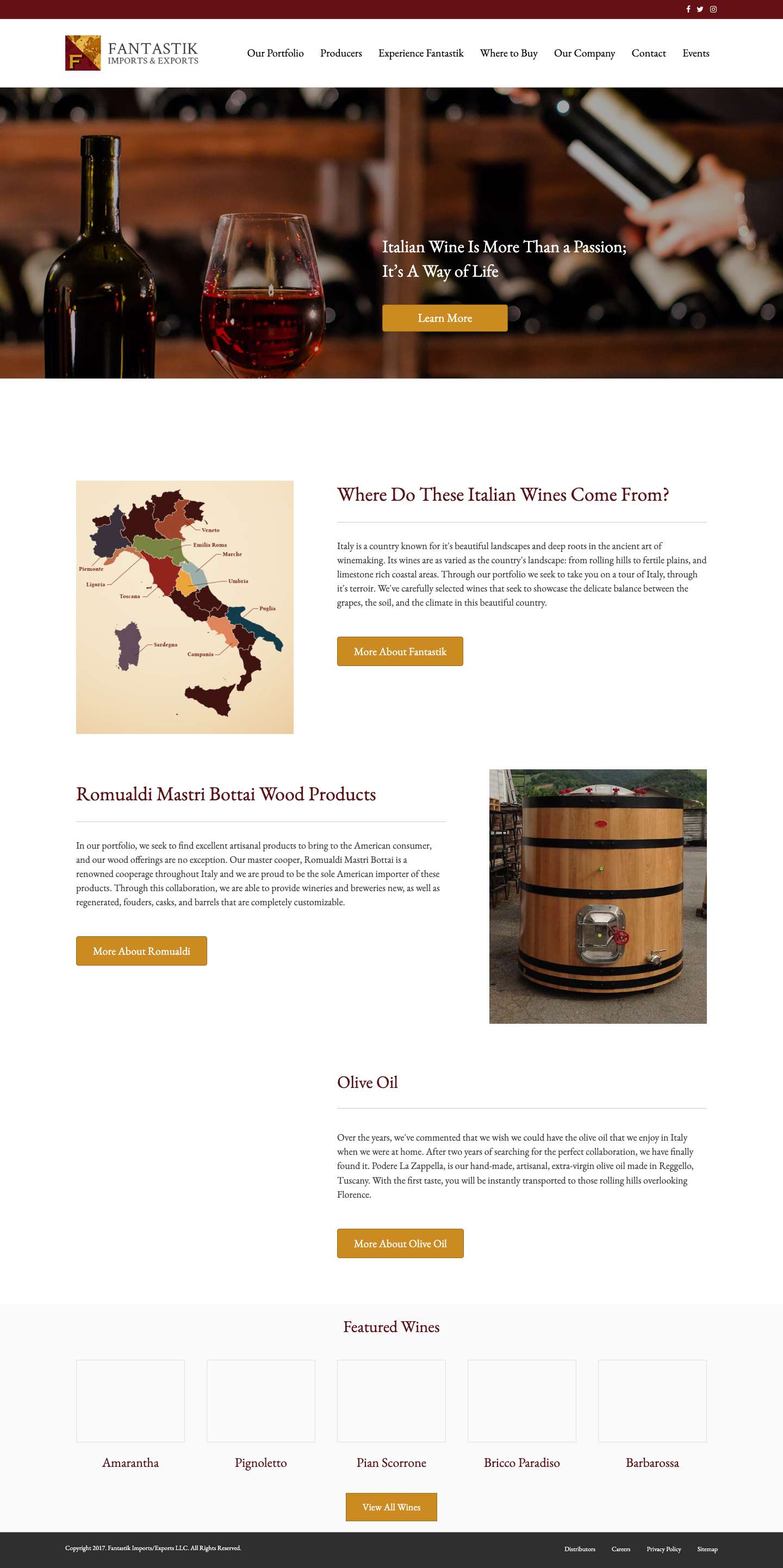 Italian wine is more than a passion; it’s a way of life. - Fantastik Imports - Full Screenshot