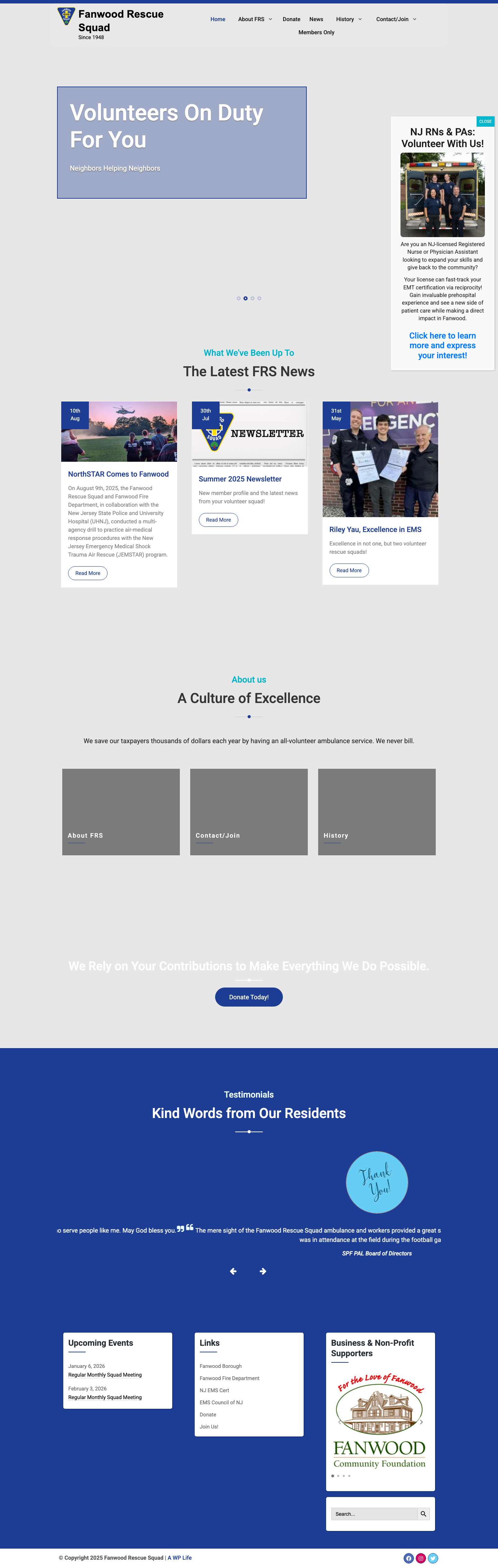 Fanwood Rescue Squad – Since 1948 - Full Screenshot