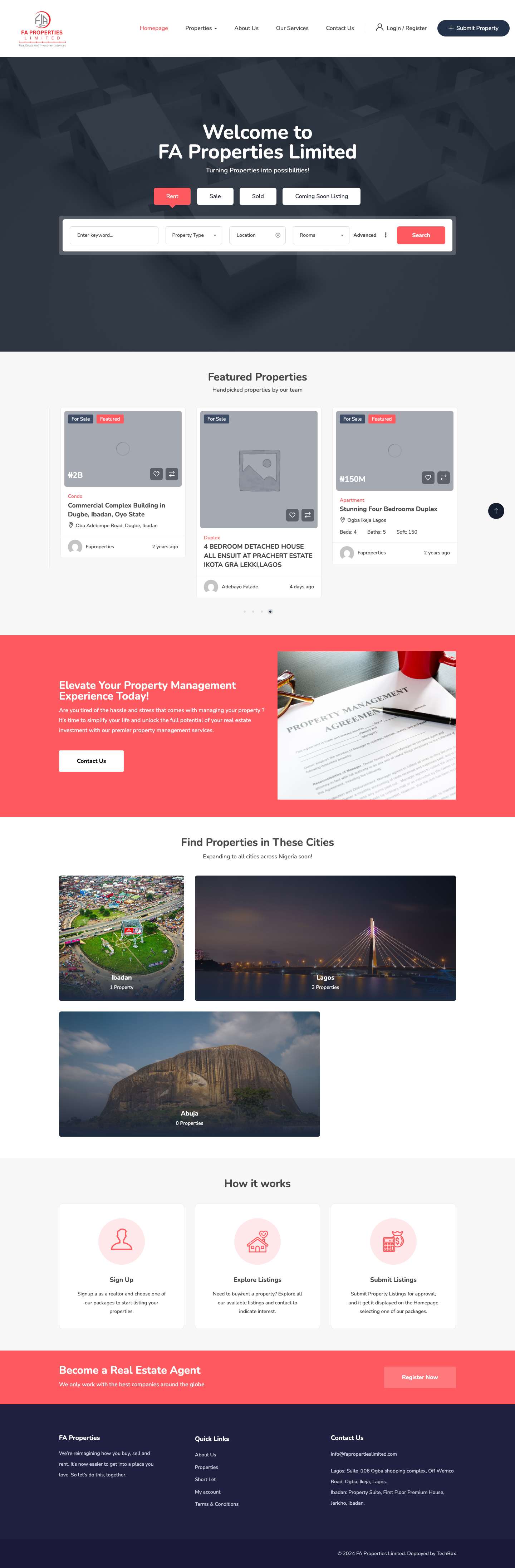 FA Properties Limited – Turning Properties into possibilities - Full Screenshot