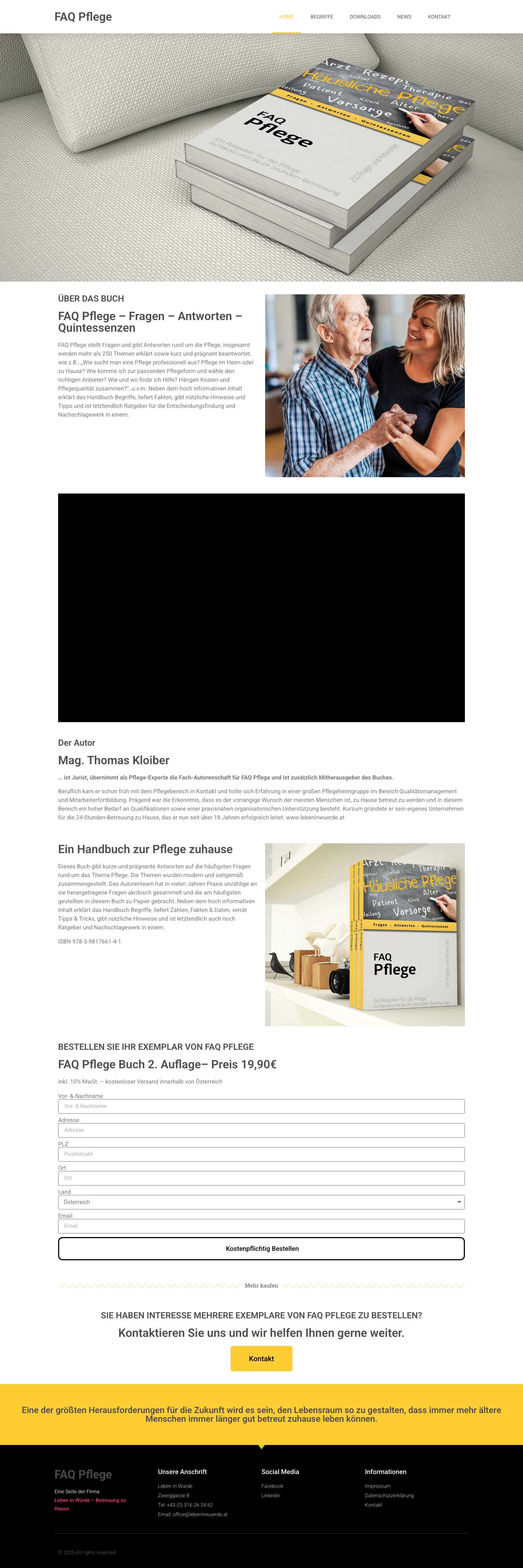 Start - FAQ PFLEGE - Ihre Informationsseite zum Thema Pflege - Full Screenshot