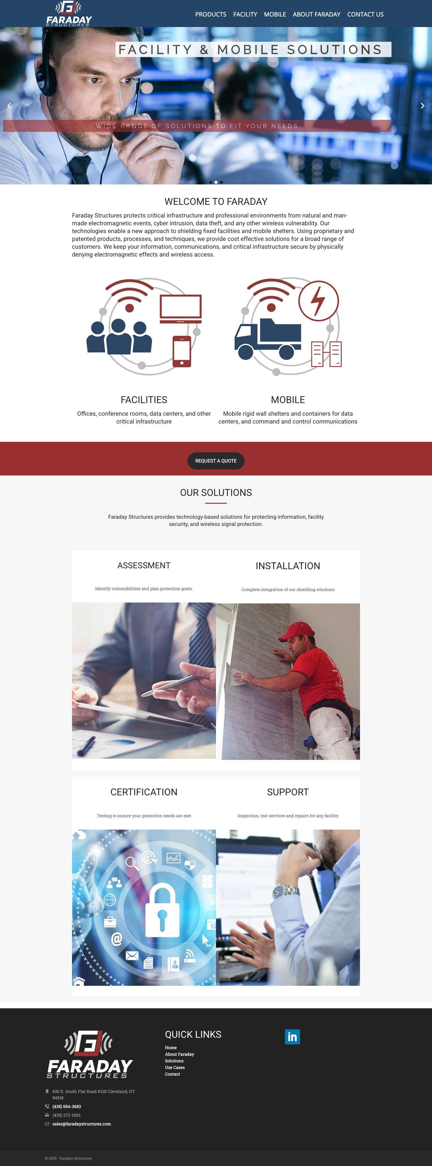 Faraday Structures – Secure Wireless Environments | Faraday Corporation - Full Screenshot