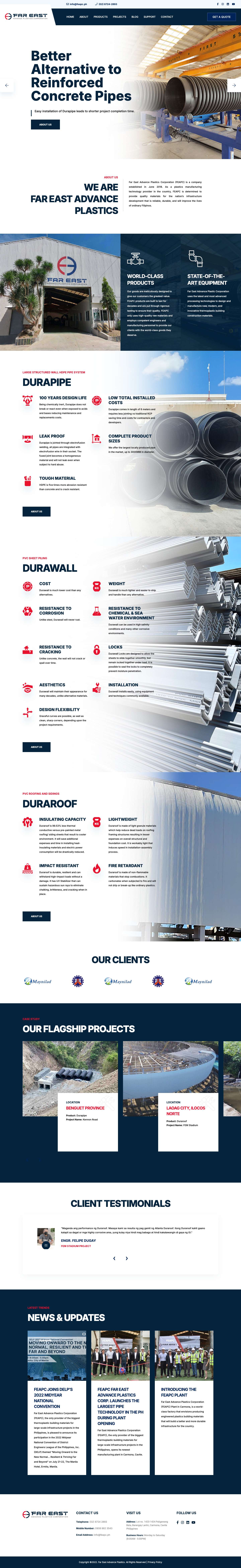 HDPE Pipe Suppliers Philippines | Far East Advance Plastics - Full Screenshot