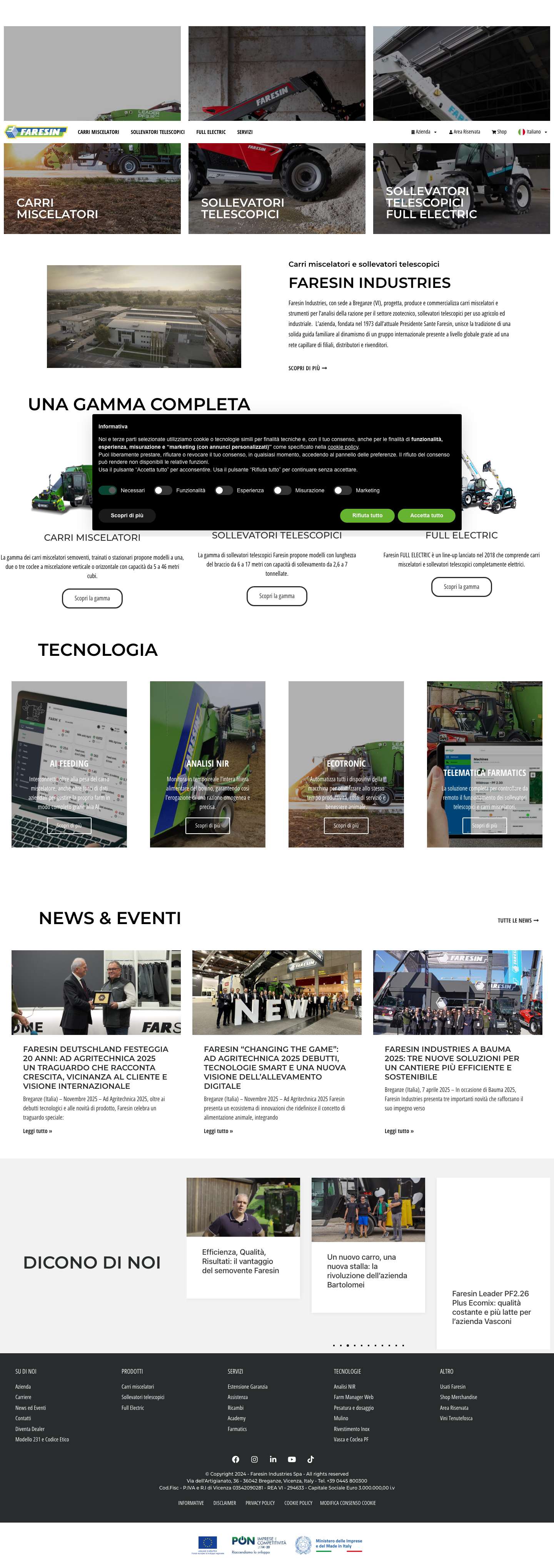 Carri miscelatori e Sollevatori telescopici | Faresin Industries - Full Screenshot