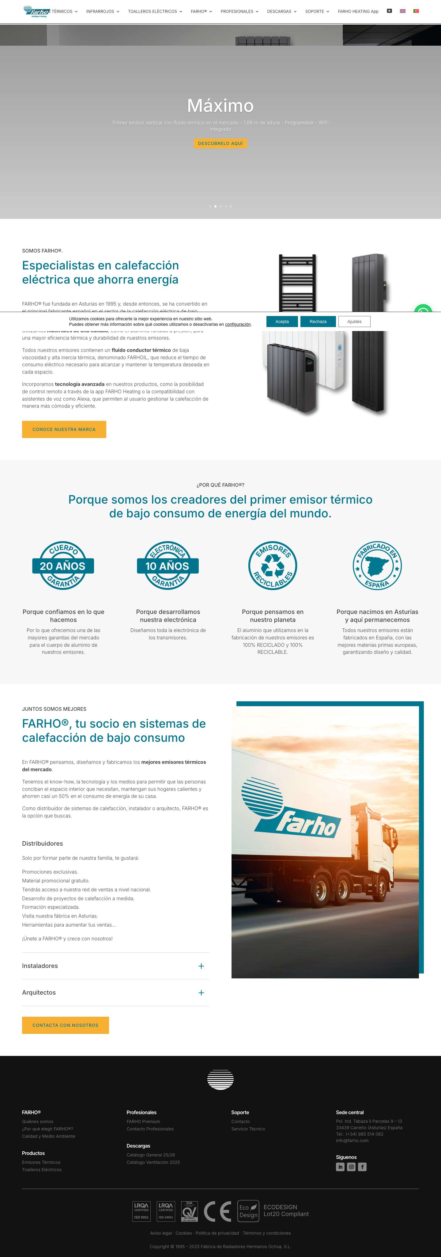Calefacción eléctrica eficiente y sostenible — FARHO FARHO %WhatsApp - Full Screenshot