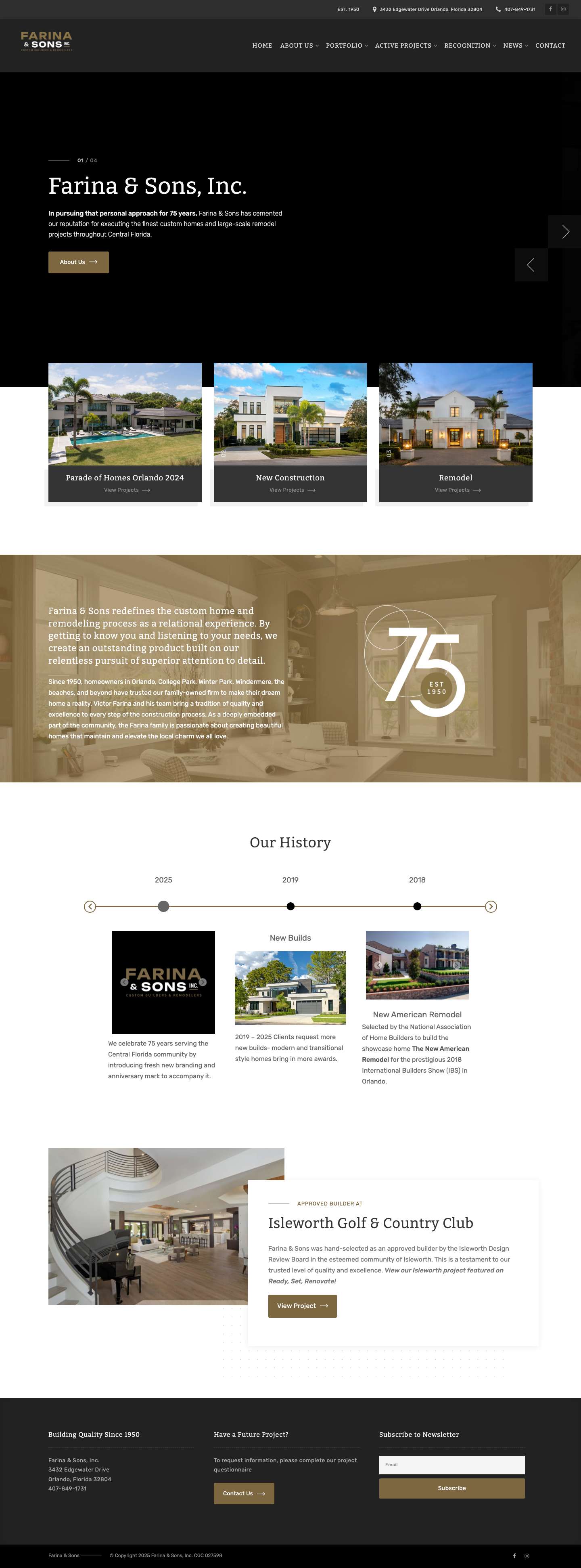 Farina & Sons – Building Quality Since 1950 - Full Screenshot