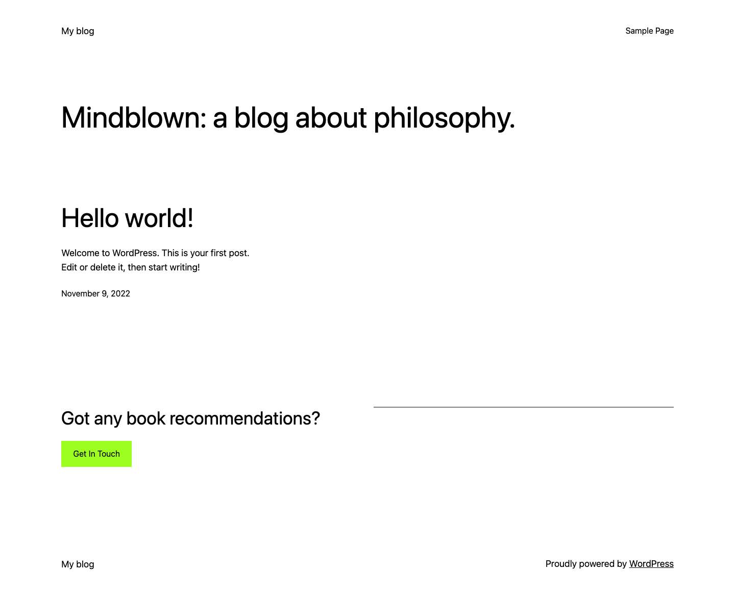 My blog – Just another WordPress site - Full Screenshot