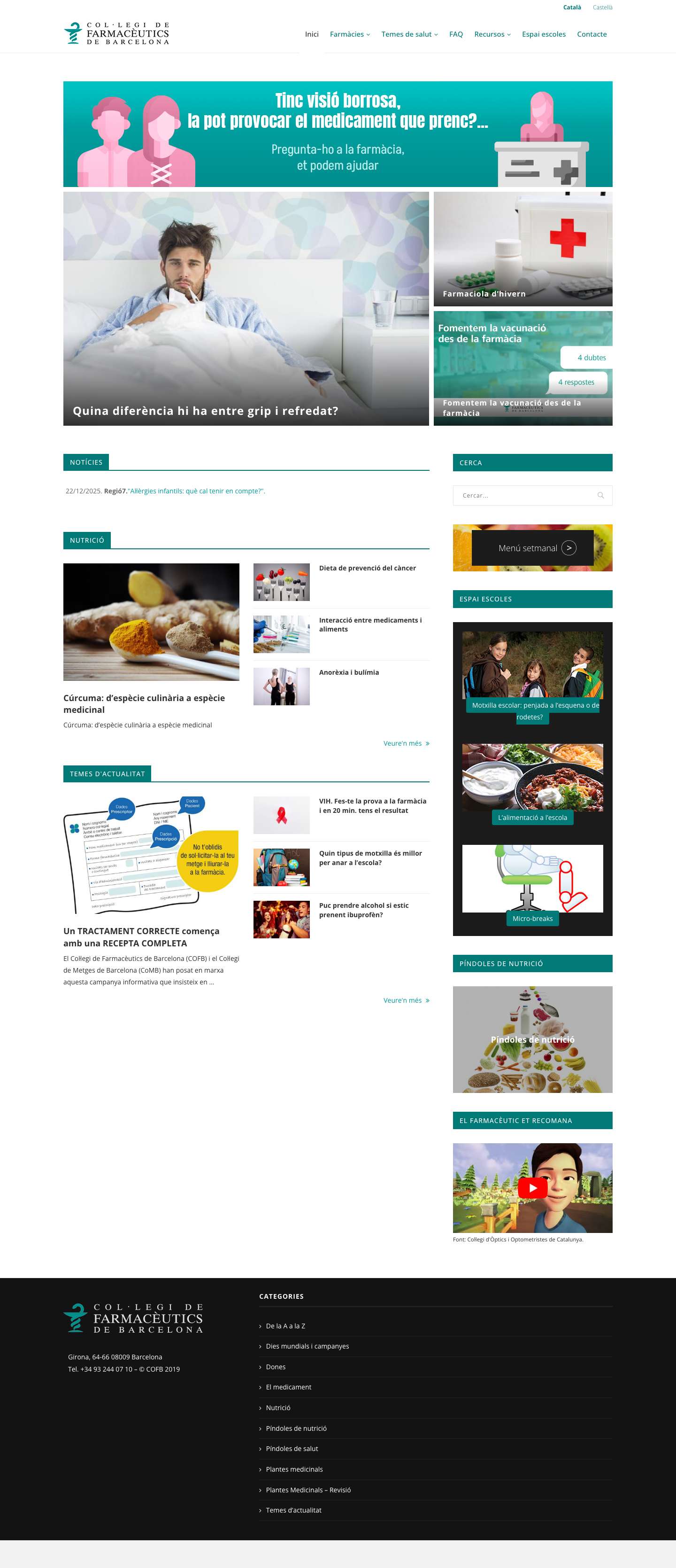 FarmaceuticOnline - Espai de salut del Col·legi de Farmacèutics de Barcelona - Full Screenshot