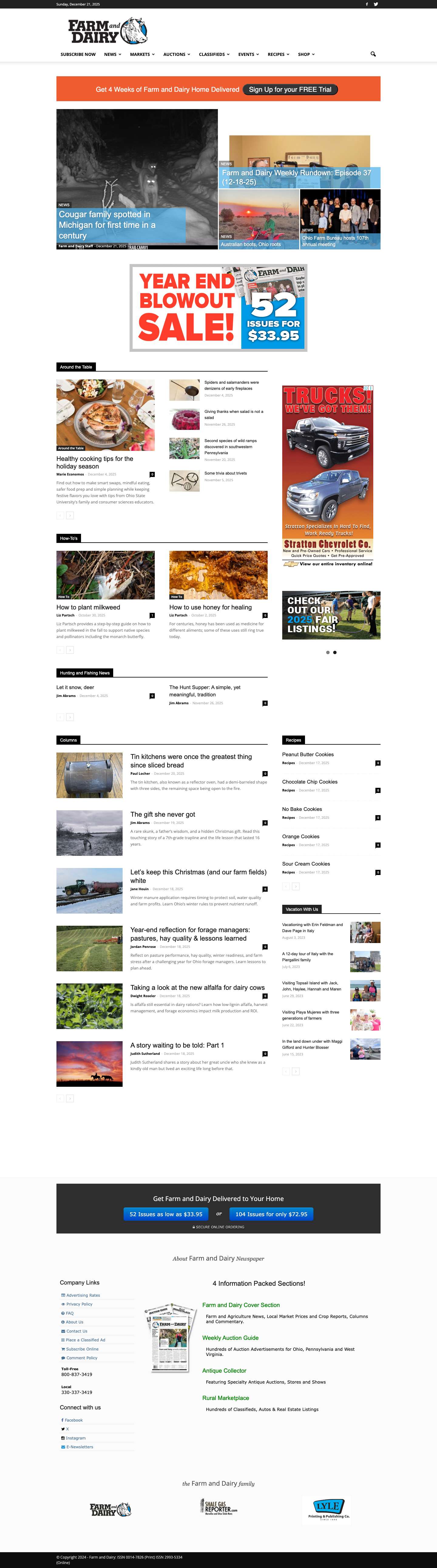 Farm and Dairy: Agriculture News, Auctions, Classifieds - Full Screenshot