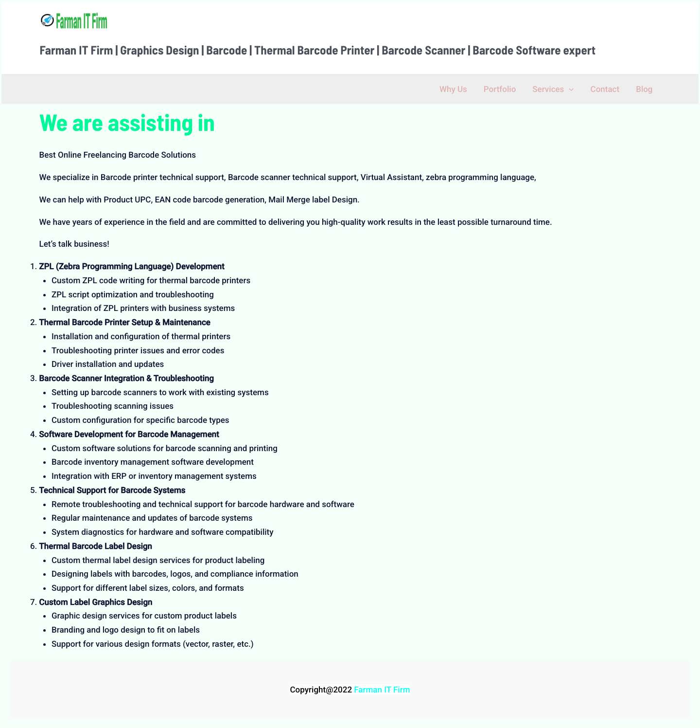 Why Us - Farman IT Firm | Graphics Design | Barcode | Thermal Barcode Printer | Barcode Scanner | Barcode Software expert - Full Screenshot