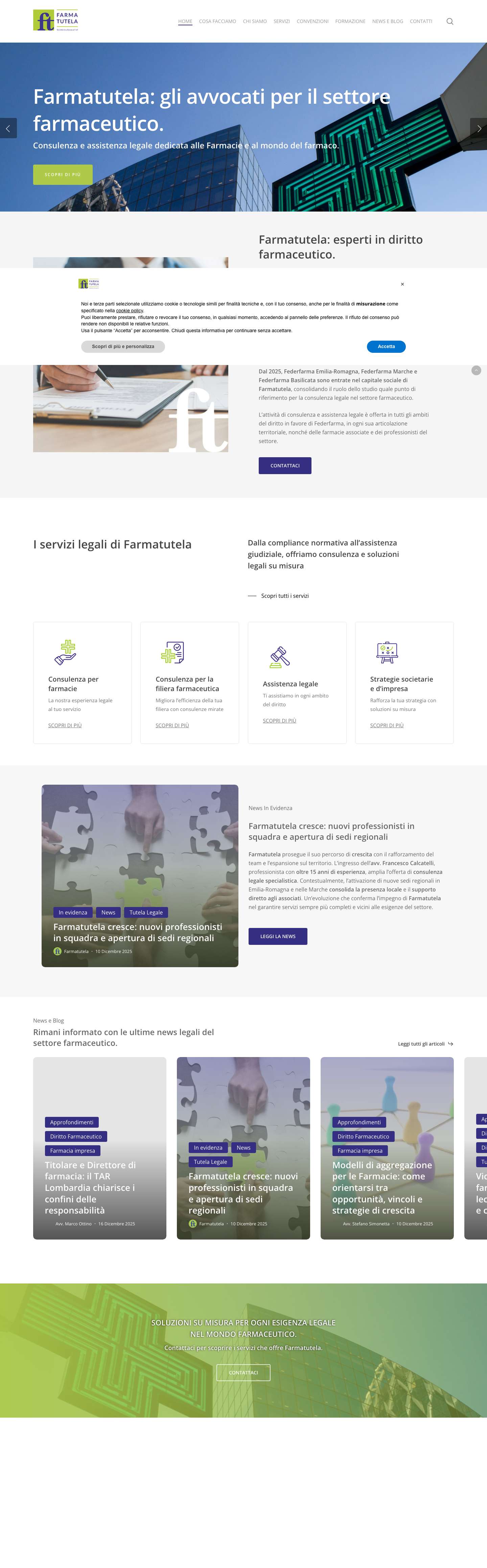 Avvocati per il settore farmaceutico | Farmatutela - Full Screenshot