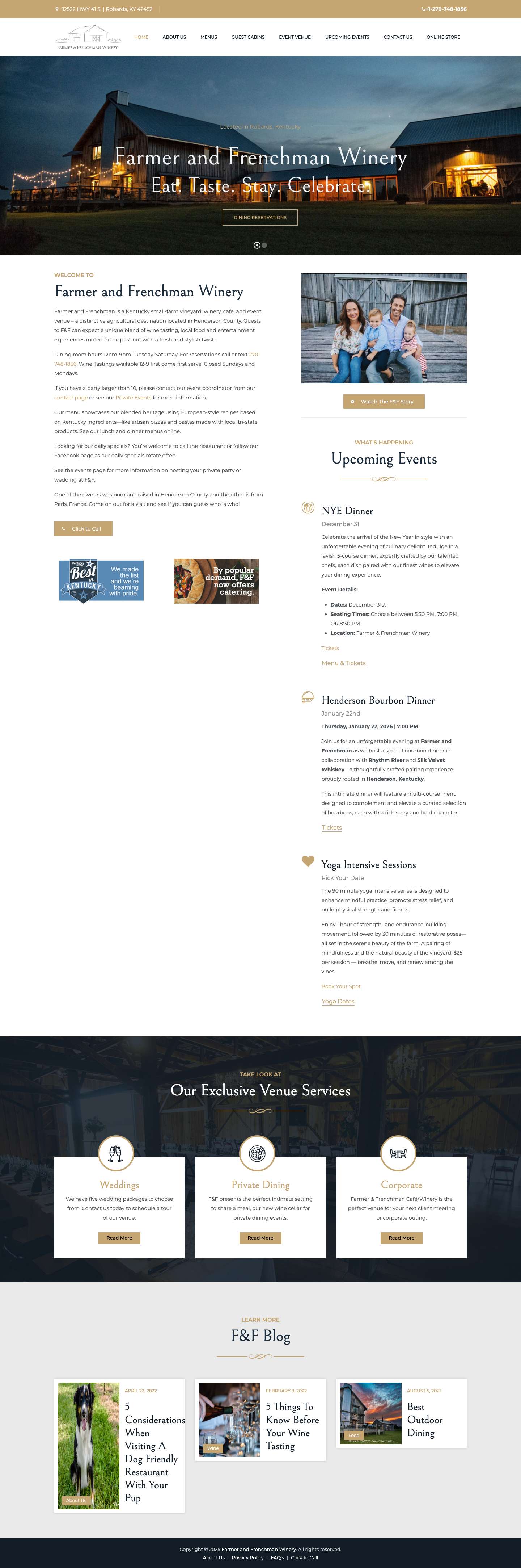 Home - Farmer and Frenchman Winery - Full Screenshot