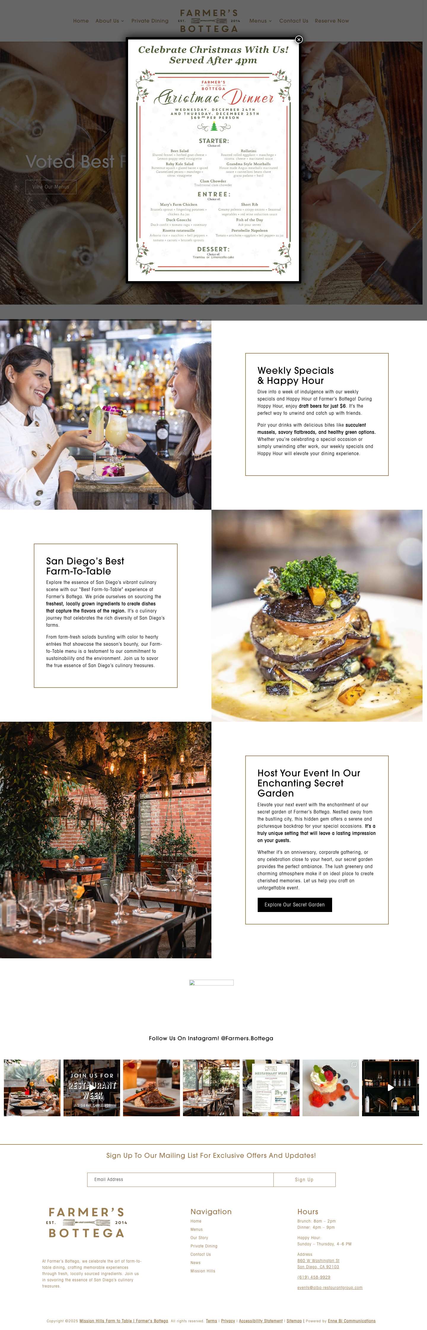 Mission Hills Farm-to-Table Dining | San Diego Happy Hour - Full Screenshot