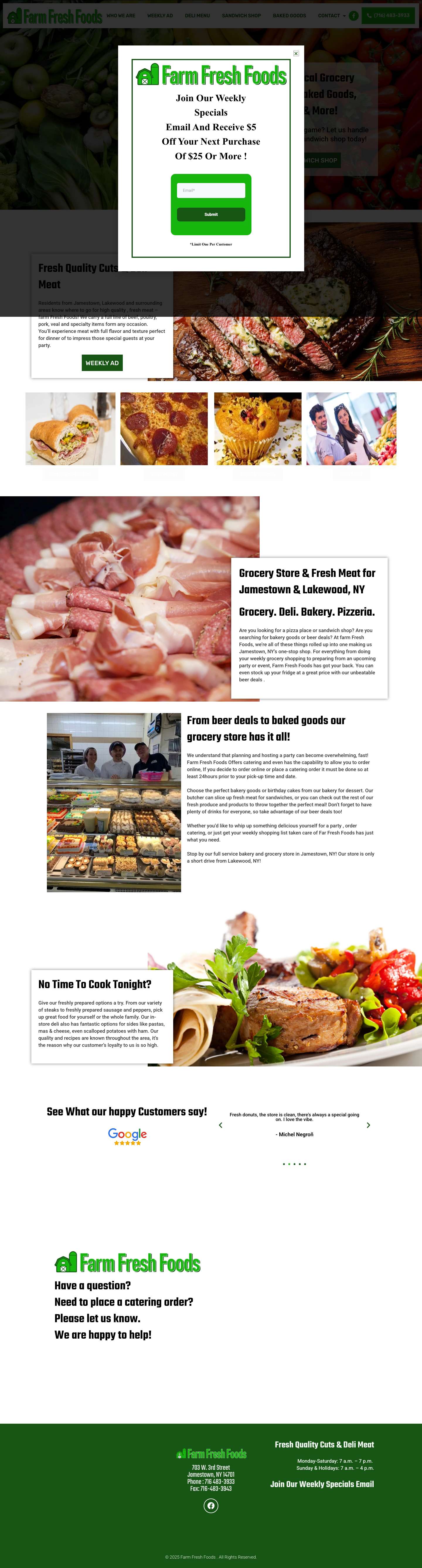 Farm Fresh Foods | Grocery Store & Fresh Meat Jamestown & Lakewood, NY - Full Screenshot