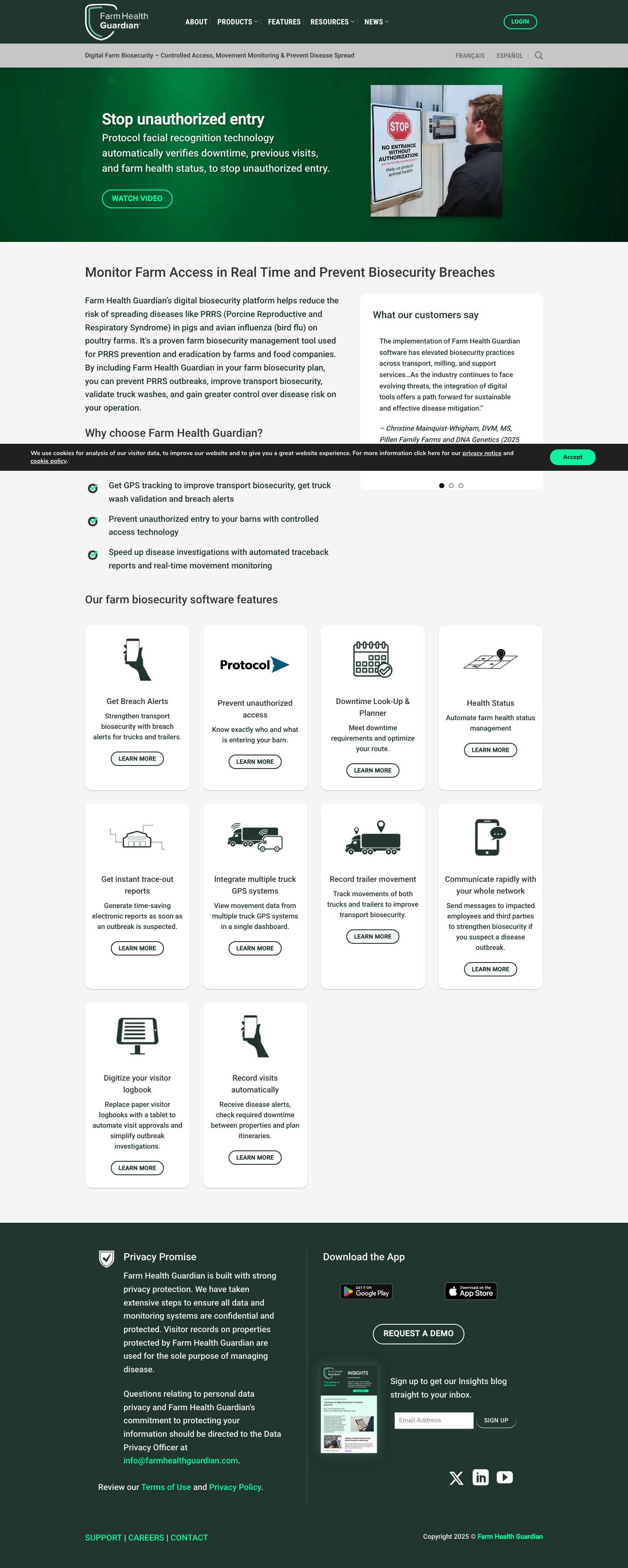 Farm Health Guardian - a proven biosecurity software system - Full Screenshot