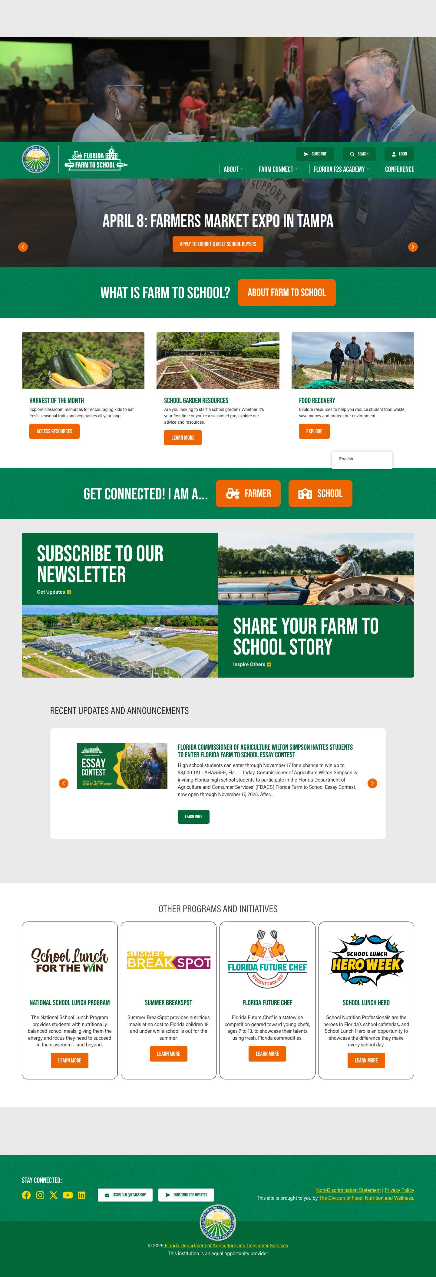 Homepage - Florida Farm to School - Full Screenshot