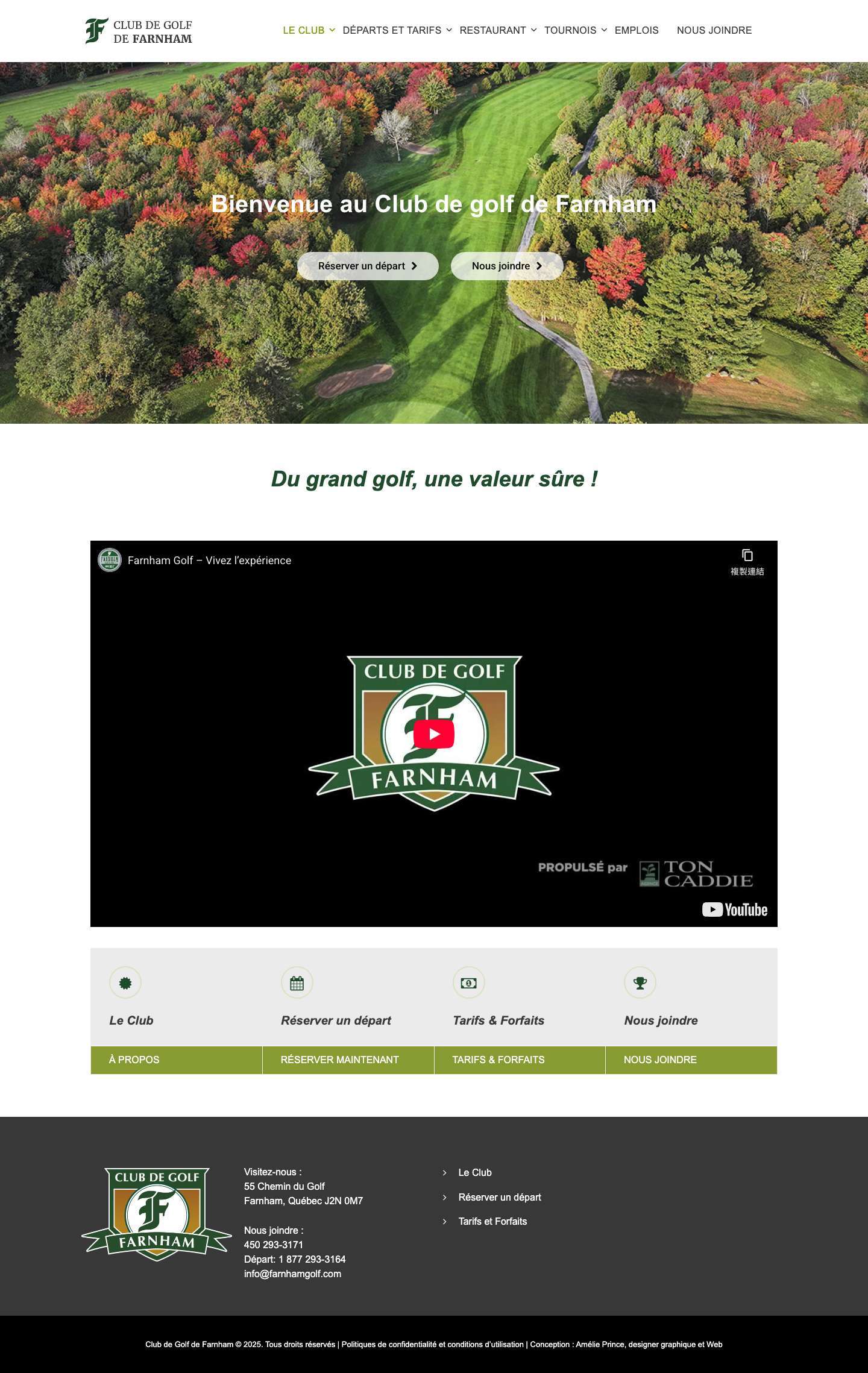 Club de Golf de Farnham – Du grand golf, une valeur sûre! – Golf, restaurant, réceptions et mariages - Full Screenshot
