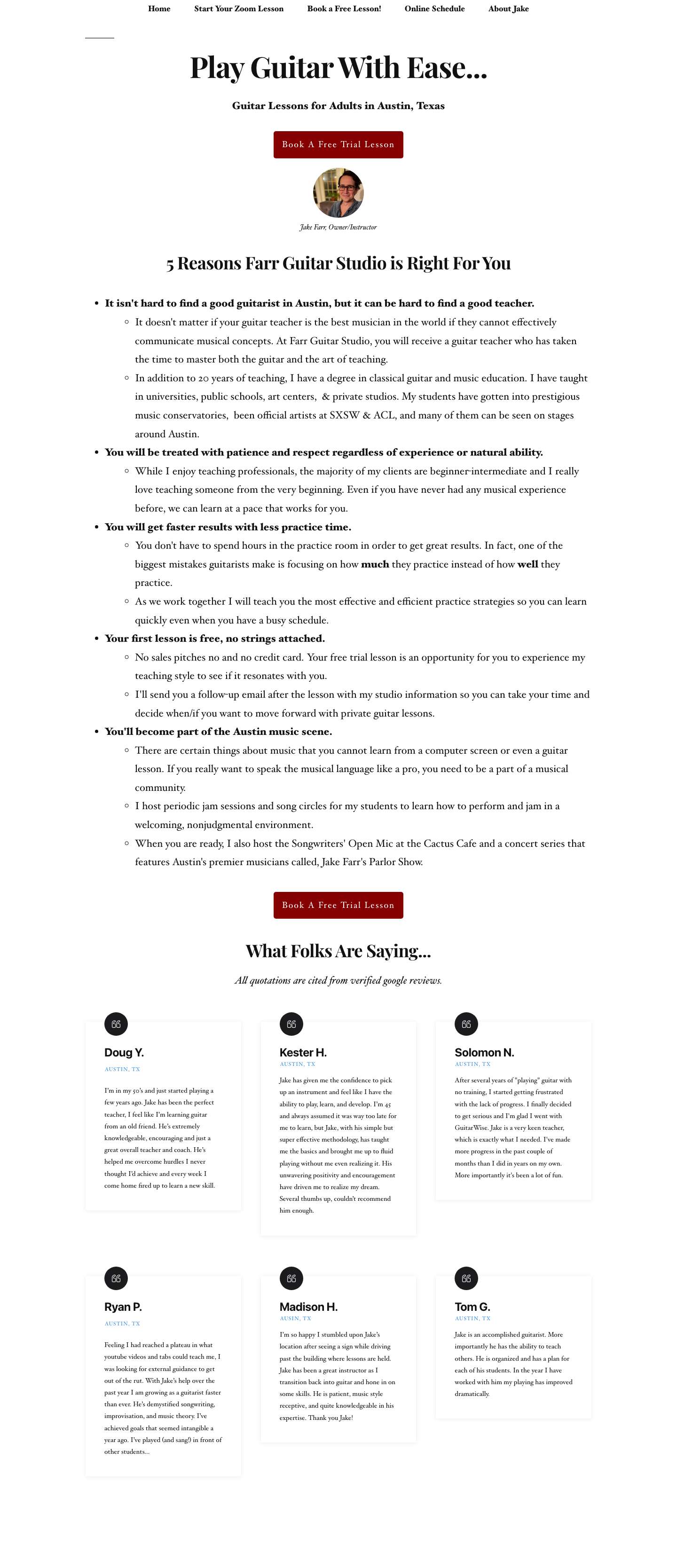 Farr Guitar Studio – Austin Guitar Lessons - Full Screenshot