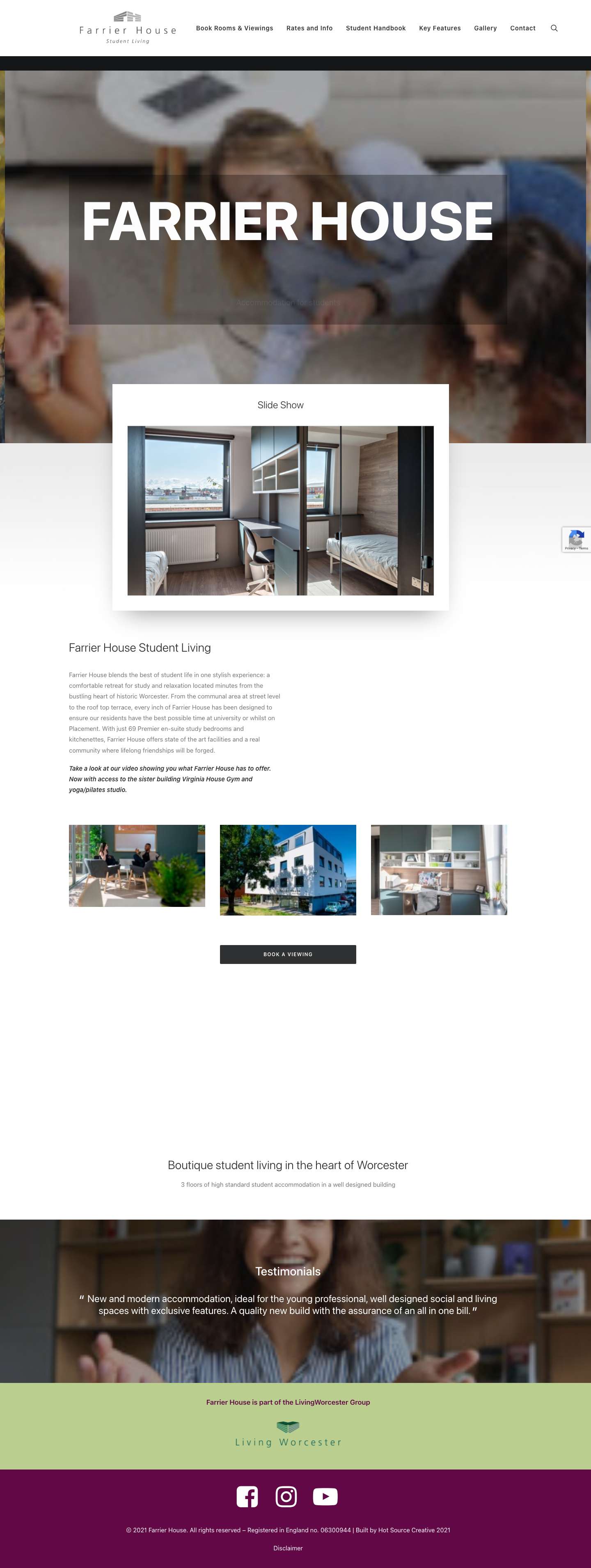 Farrier House – Student Accomodation Worcester - Full Screenshot