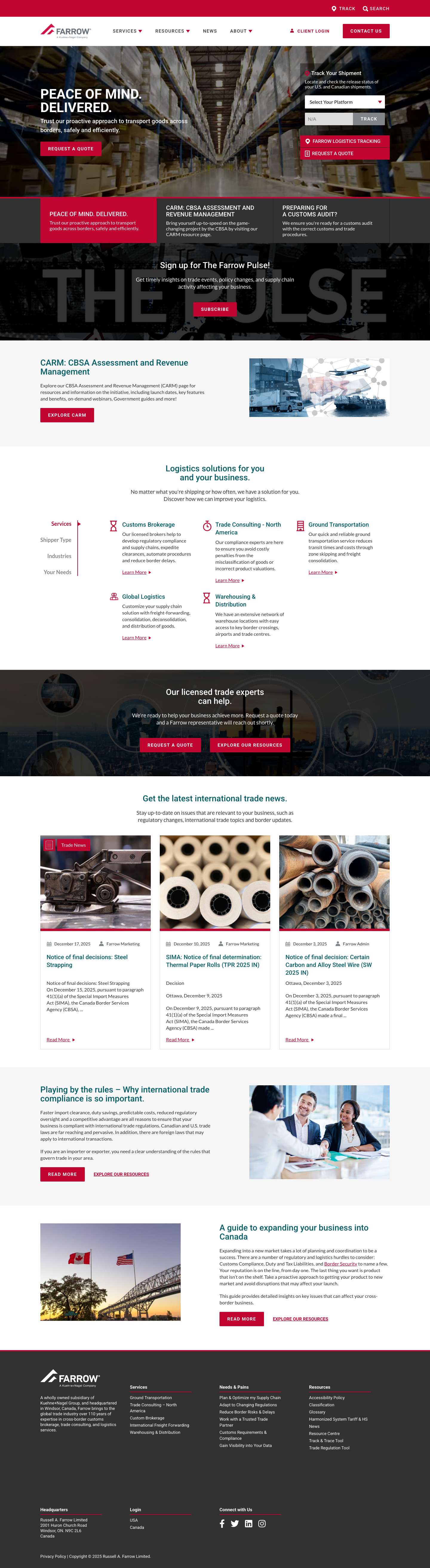 Farrow | Customs Brokerage, Trade Compliance & International Logistics - Full Screenshot