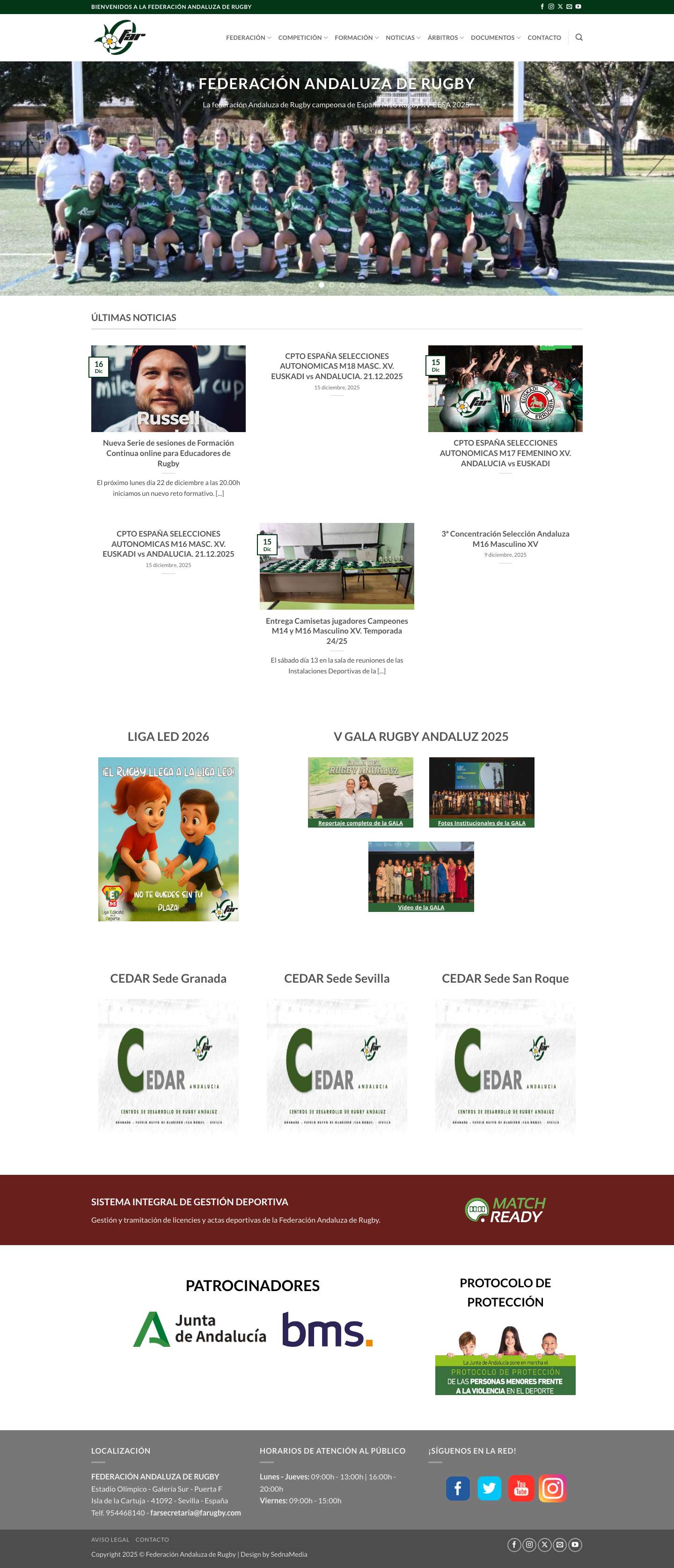 Federación Andaluza Rugby – Farugby - Full Screenshot