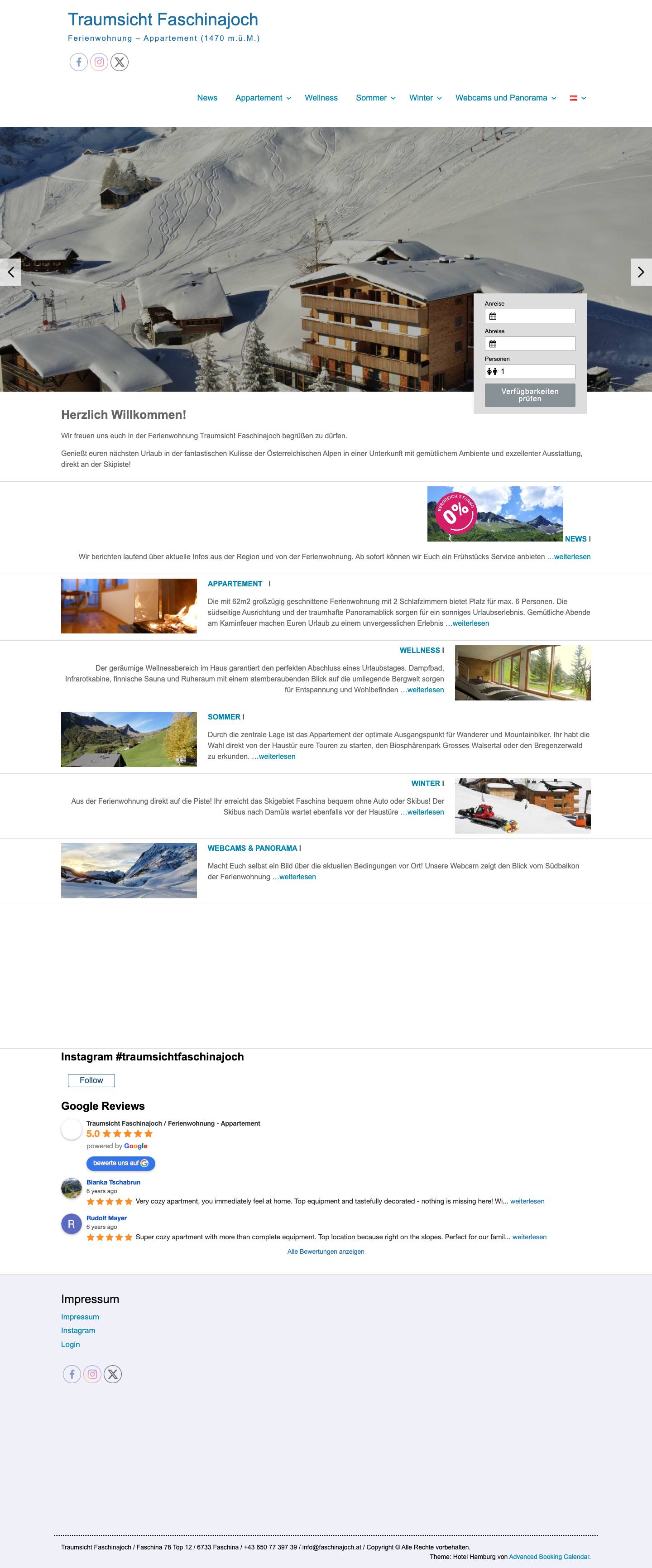 Traumsicht Faschinajoch - Ferienwohnung Appartement - Full Screenshot