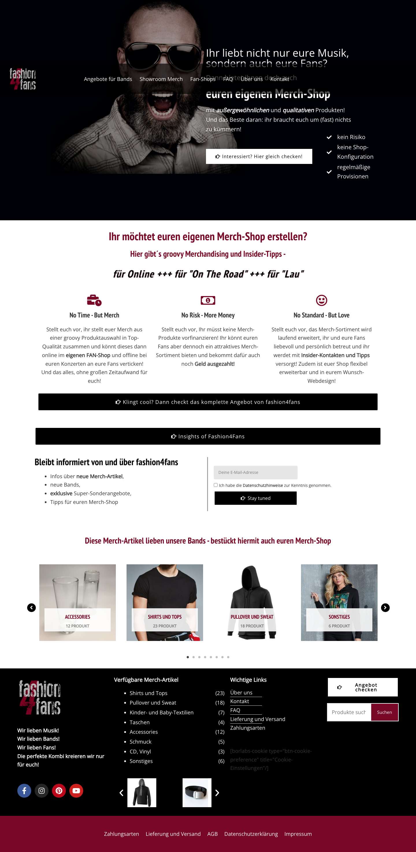 Kostenlos eigenen Merch-Shop erstellen: SPECIAL für Bands - Full Screenshot