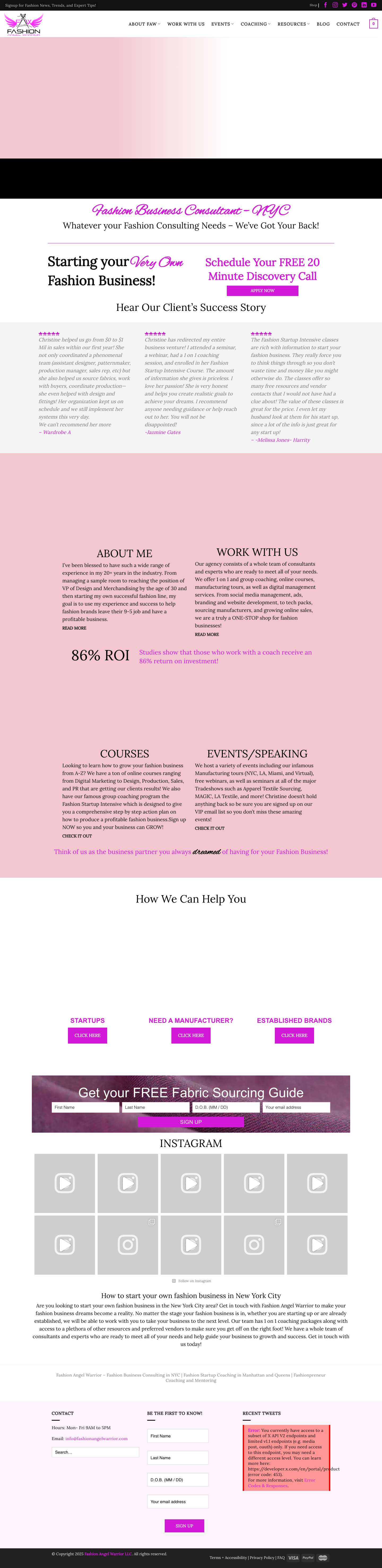 How to Start a Fashion Business in NYC | How to Become a Fashion Designer - Fashion Business Consulting in NYC, Queens, Manhattan, & Hoboken | Fashion Angel Warrior - Fashion Consulting in New York City - Full Screenshot