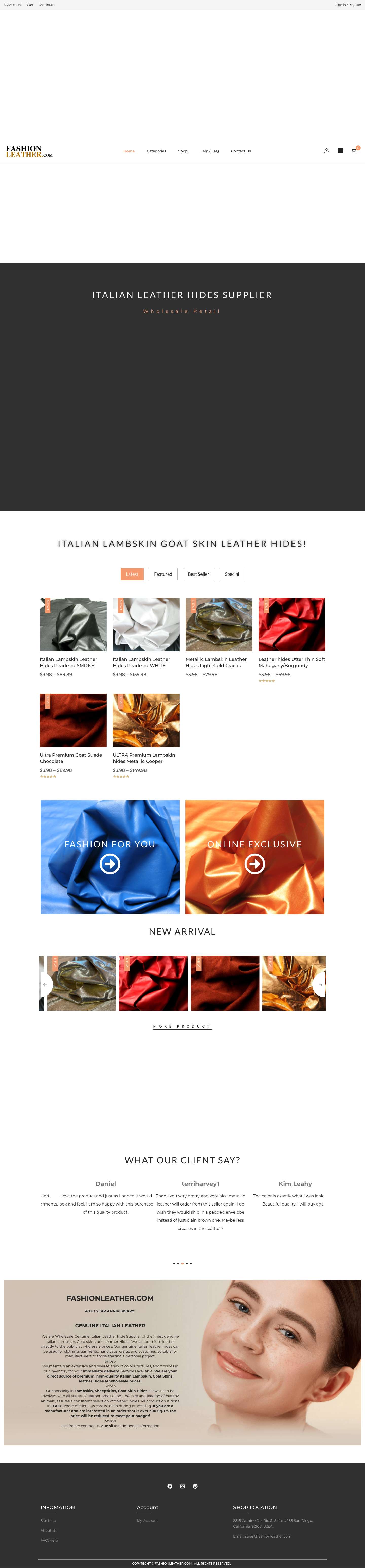 Wholesale Genuine Italian Leather Hide Supplier - Full Screenshot