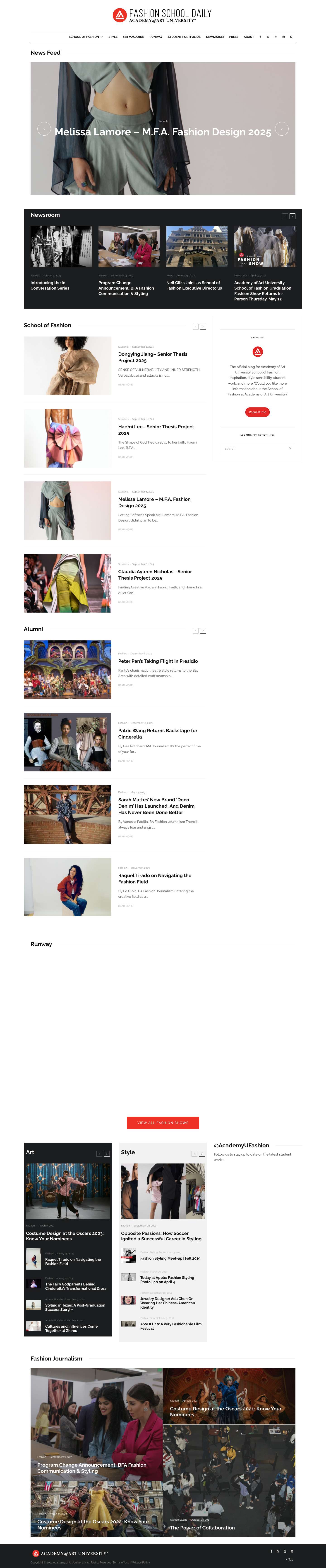 Fashion School Daily | AcademyUFashion Blog - Full Screenshot