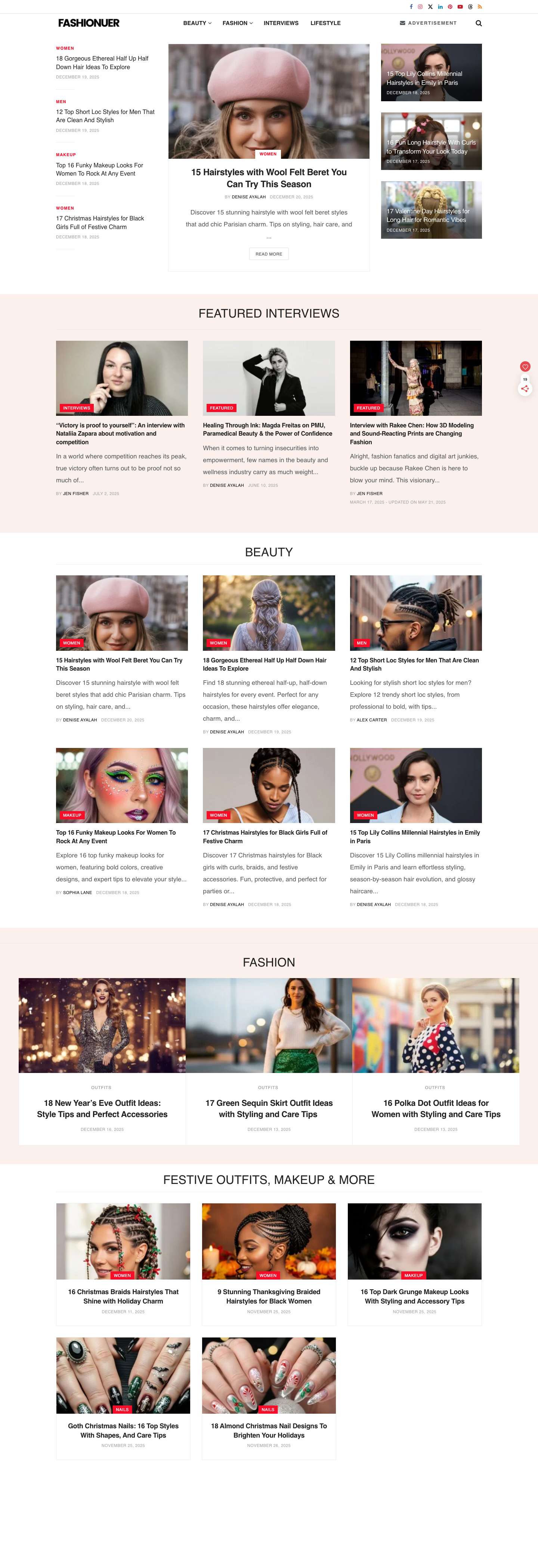 Fashionuer: Fashion & Beauty Magazine Covering Trends and Celebrities - Full Screenshot