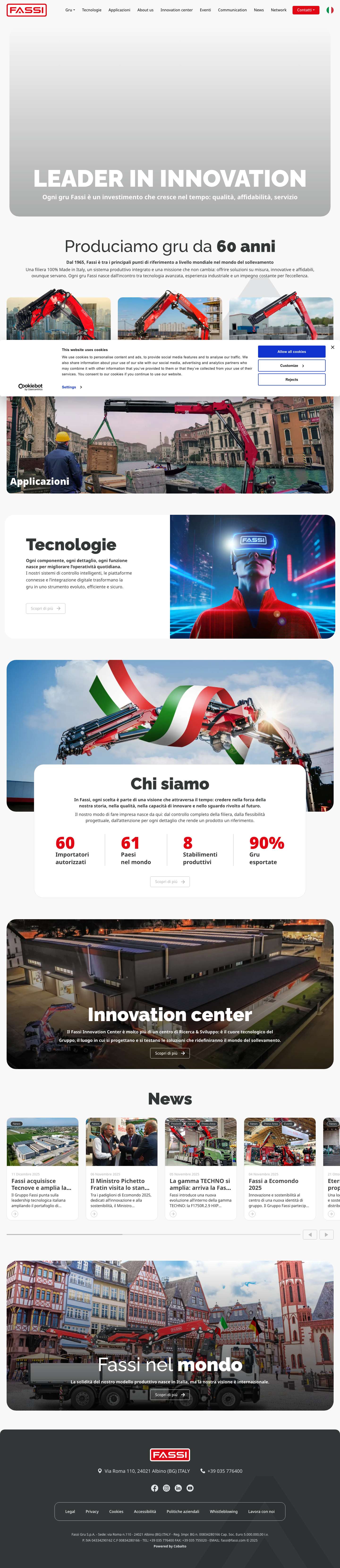 Fassi Gru S.p.A. - Costruttore Di Gru Articolate Per Camion - Full Screenshot