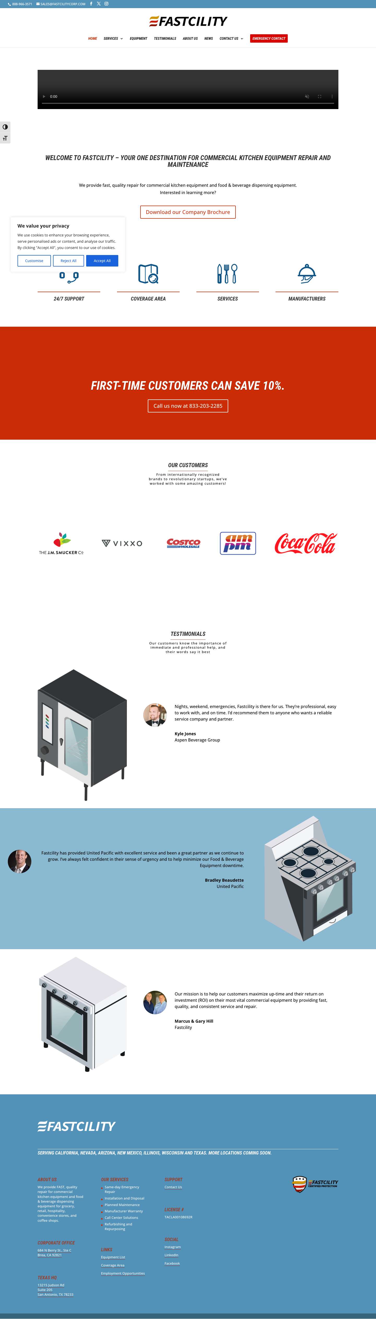 Emergency Restaurant Equipment Repair - Fastcility - Full Screenshot