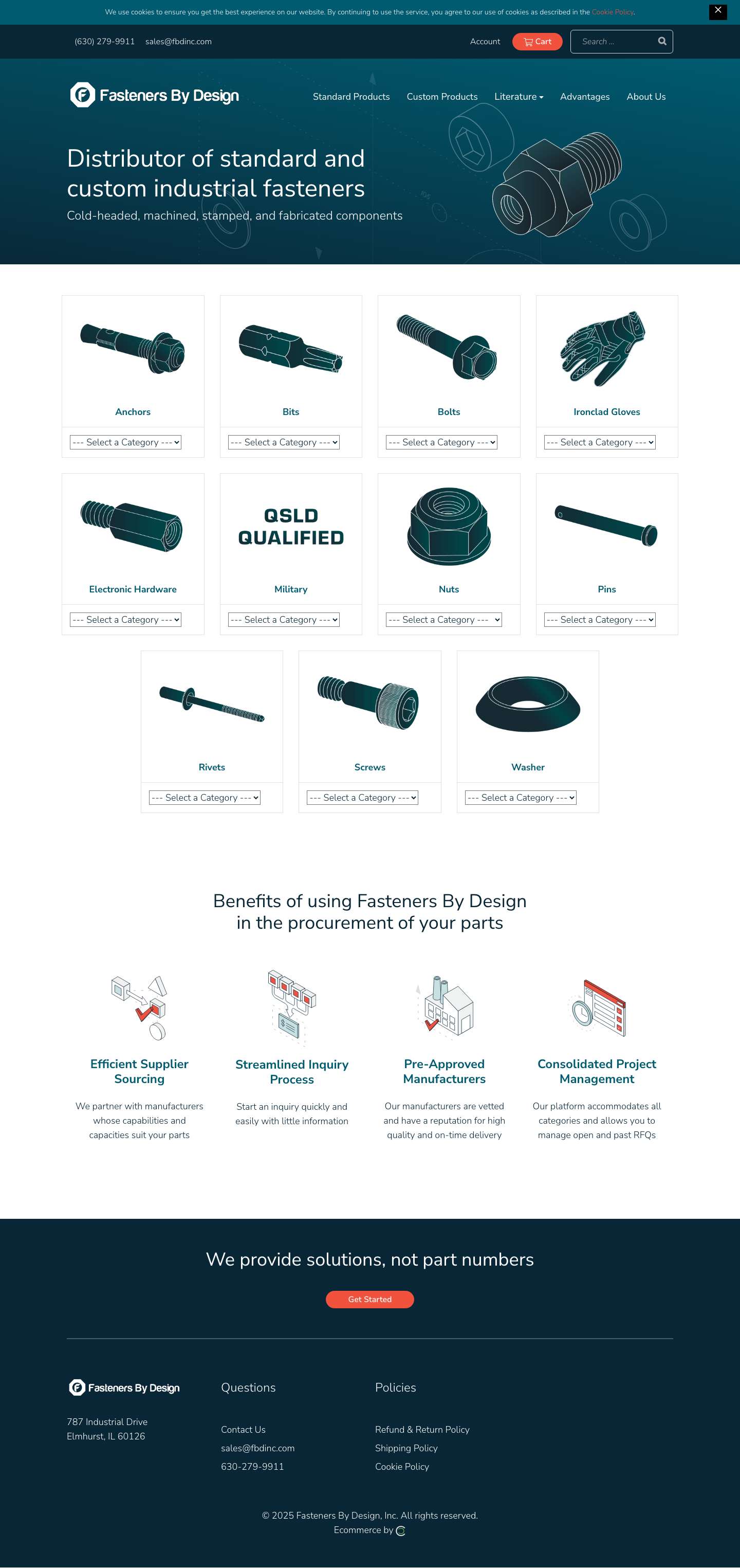 Fasteners By Design | Standard and custom industrial fasteners - Full Screenshot