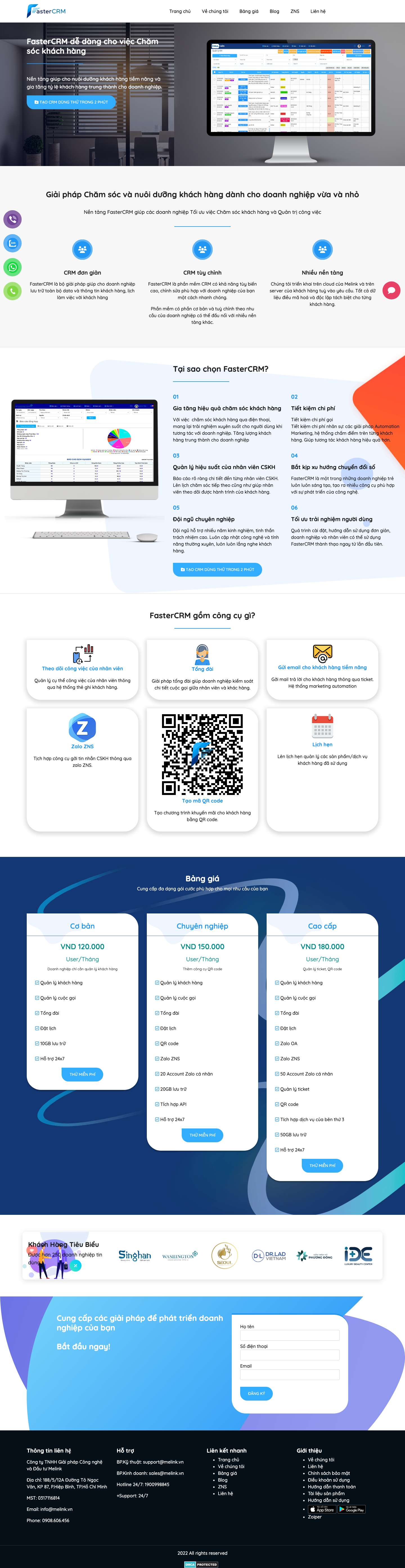 FasterCRM nền tảng CSKH chuyên sâu - Full Screenshot