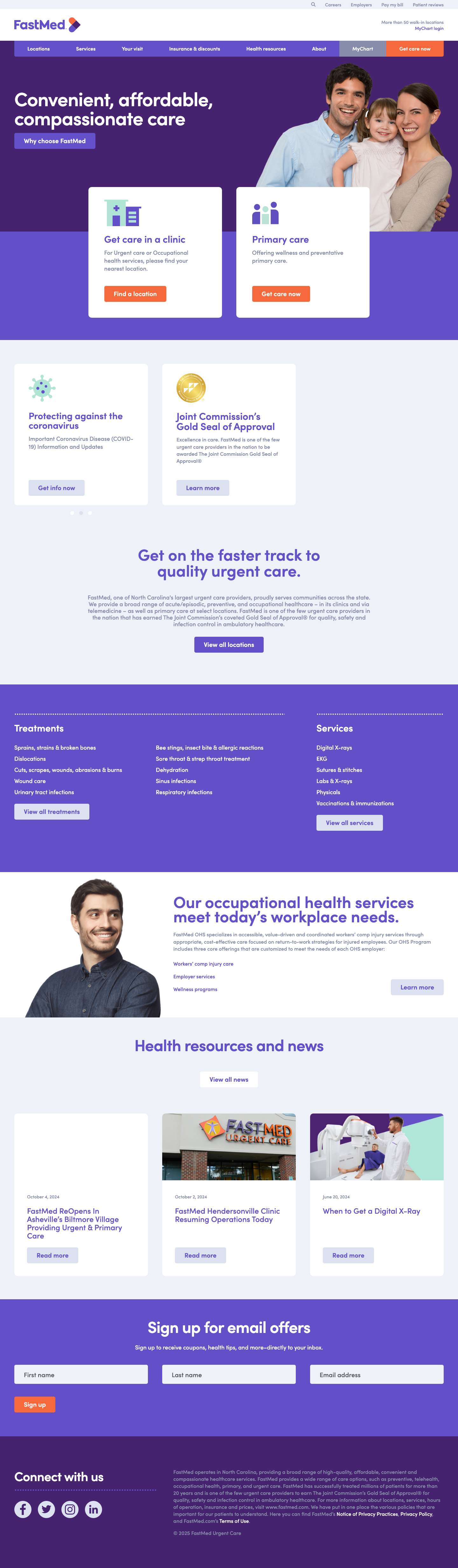 FastMed Urgent Care Centers | Walk-In Medical Clinics - Full Screenshot