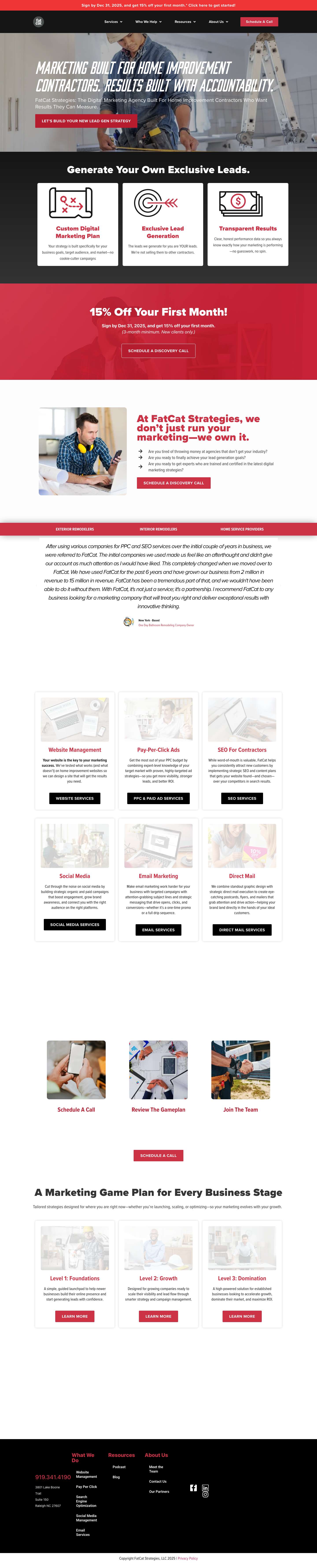 FatCat Strategies - Digital Marketing for Contractors - Full Screenshot