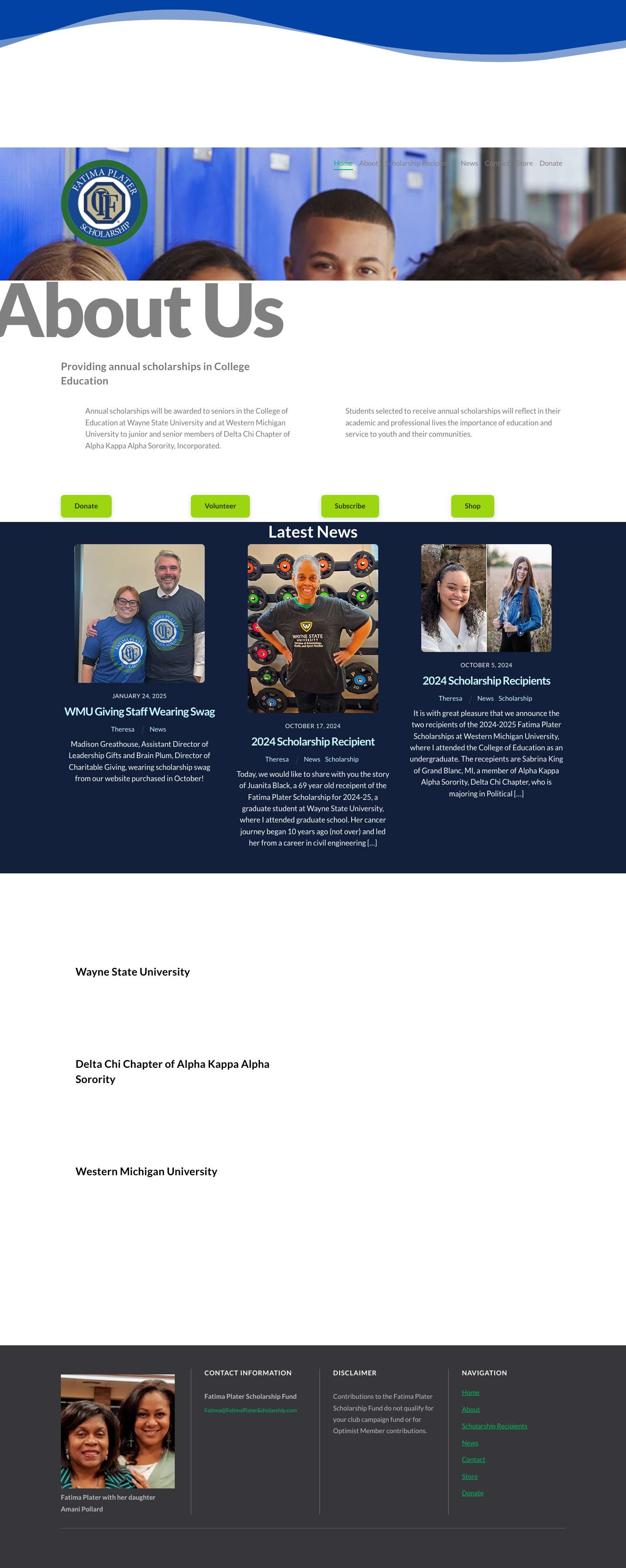 Fatima Plater Scholarships – Optimistic Futures Being Built Today - Full Screenshot